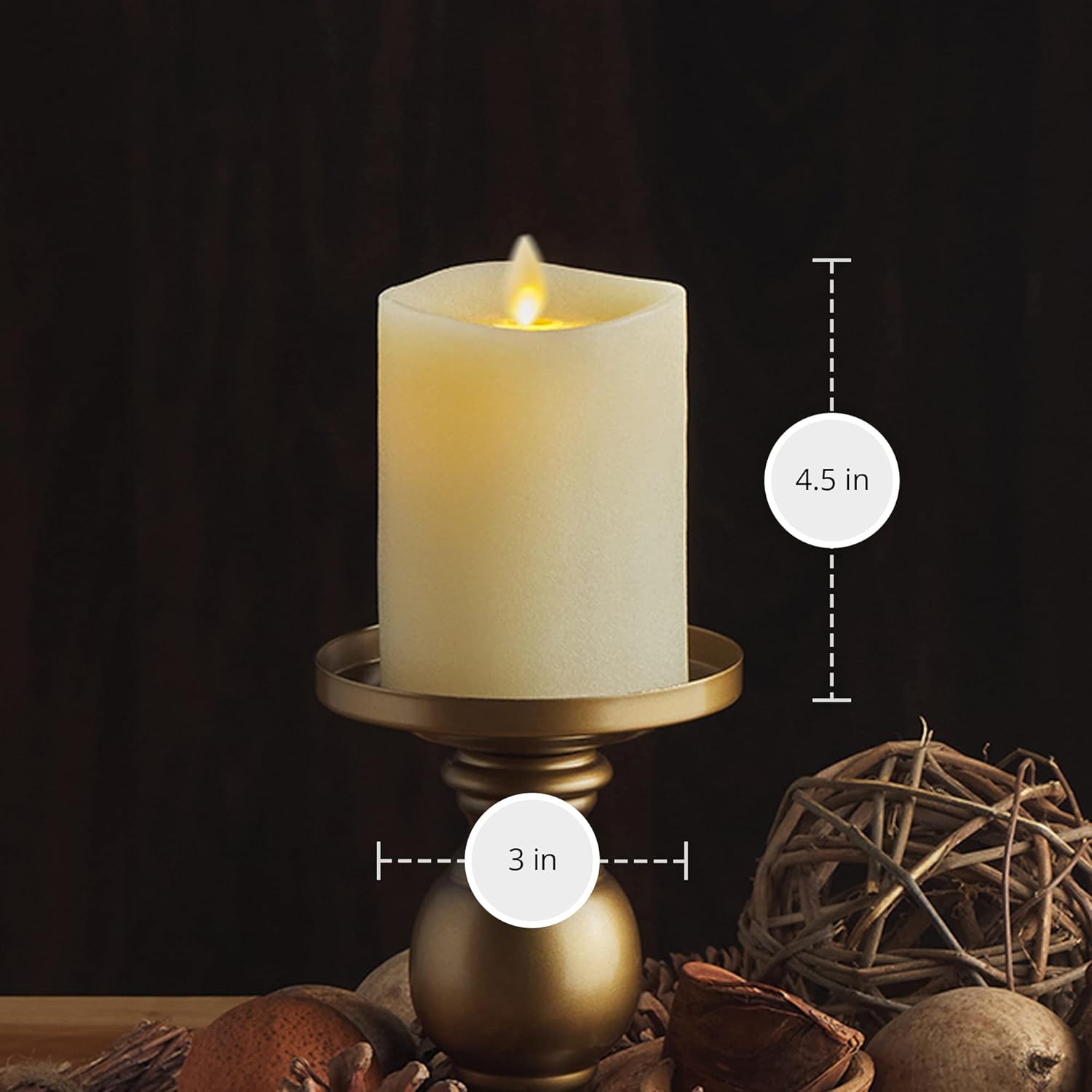 Luminara - Flameless LED Battery Operated Flickering Pillar Candles - Ivory - Pack of 1-3x4.5 - Realistic Moving Flame Real Wax Indoor/Outdoor Decor