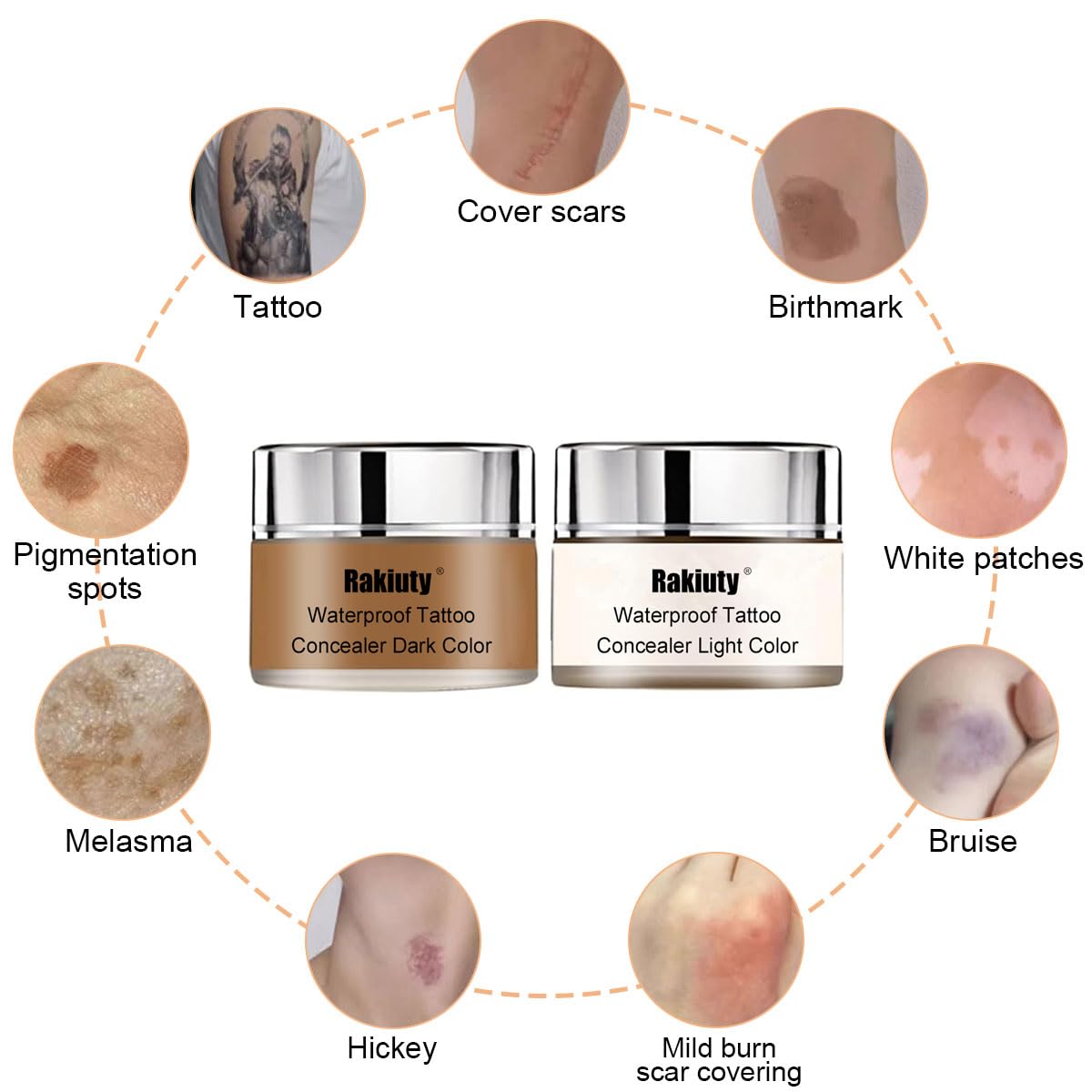Tatuaggio Correttore,Crema Tatuaggio di Copertina,Copri Tatuaggi,Tattoo Concealer,Correttore per Coprire Tatuaggi,Copertina Make Up,Impermeabile,Coprire Tattoo Cicatrici,Macchie Scure,20g+20g