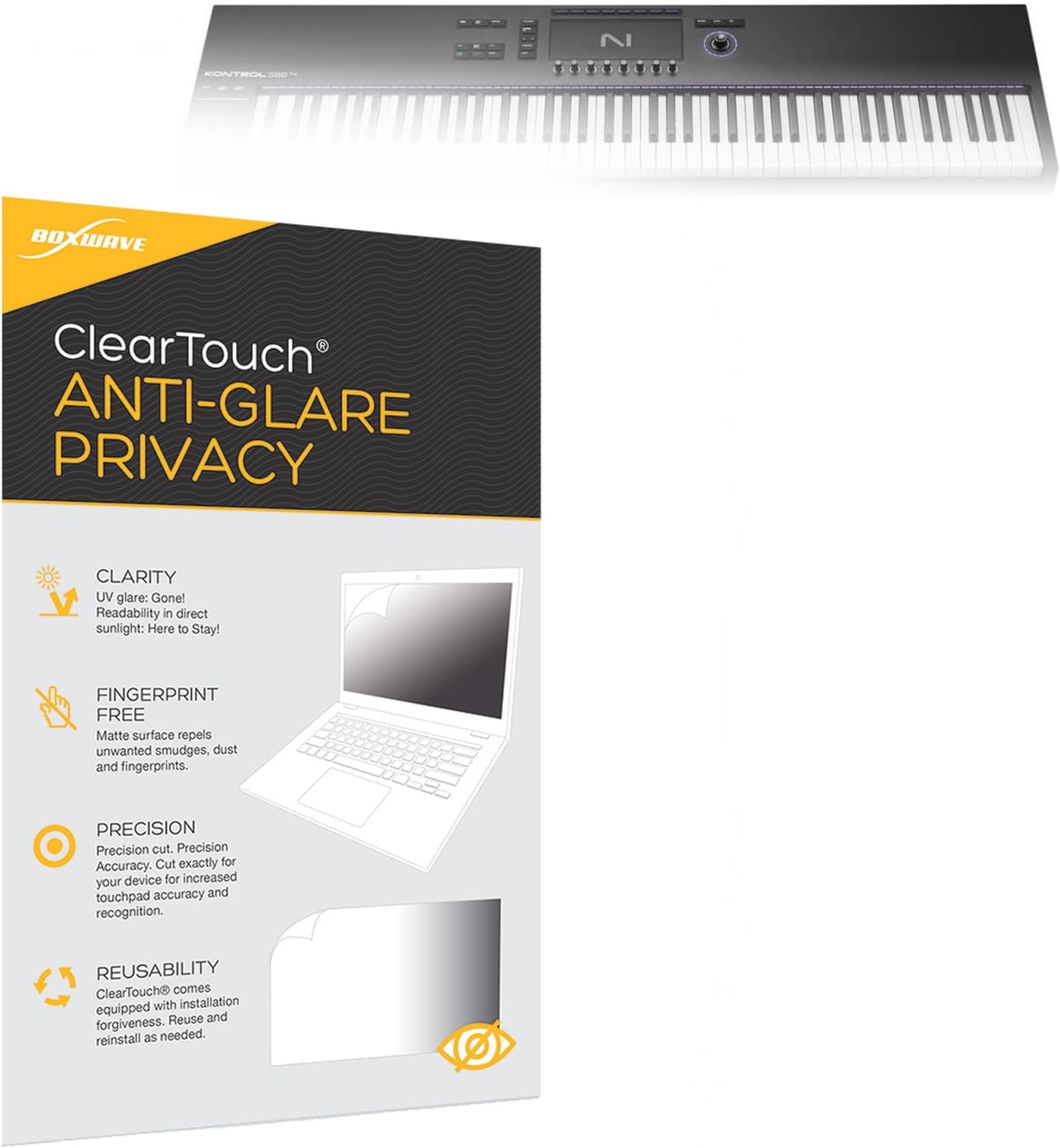 BoxWave Screen Protector Compatible With Native Instruments Kontrol S88 MK3 - ClearTouch Anti-Glare Privacy (2-Pack), Privacy Screen Protector Flexible Film Anti-Glare