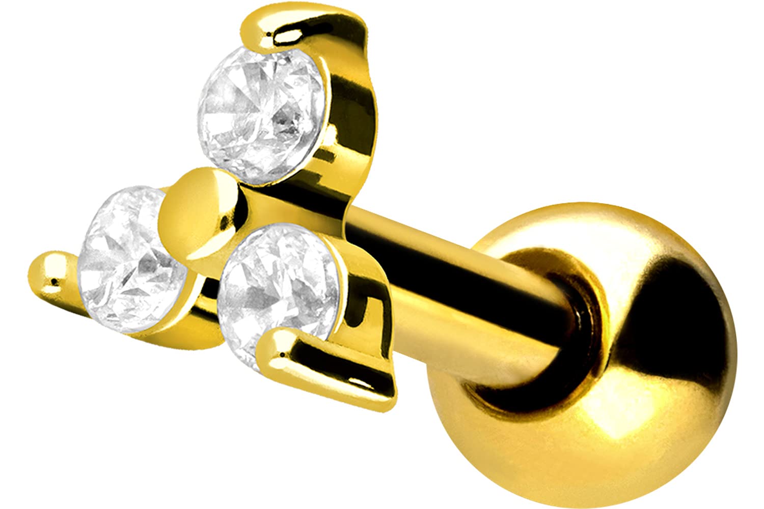 PIERCINGLINEpiercing de acero quirúrgico para la oreja - piercing flor de cristal como pendiente, hélix o tragus en 4 elegantes colores