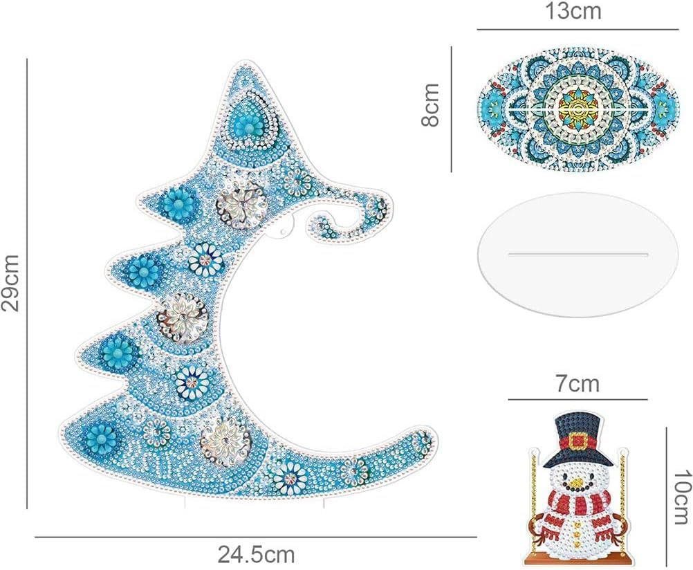 Guidre Christmas Diamond Art Ornaments,Diamond Art Tabletop Decoration DIY Christmas Tree Family Special Shaped Crystal Desk Ornament-Diamond Painting Christmas Ornaments - Image 4