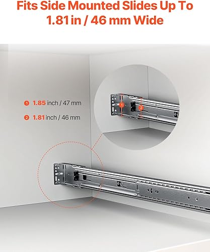 Miniatura 16 de VEVOR 6 pares de rieles de montaje lateral resistentes de 20 pulgadas, de 14, 16, 18, 20, 22, 24 pulgadas, rodamientos de bolas, extensión completa