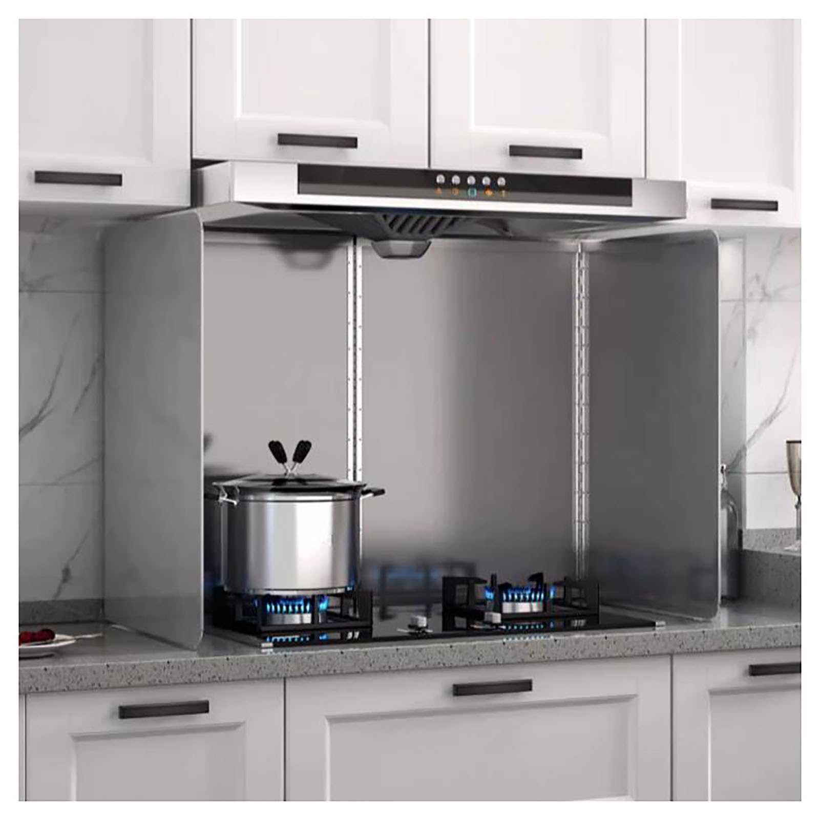 Plaque de cuisson anti-éclaboussures en acier inoxydable pour cuisinière à gaz - Couvercle de protection contre les projections d'huile et d'isolation thermique (Dimensions : 3 côtés 45 x 45