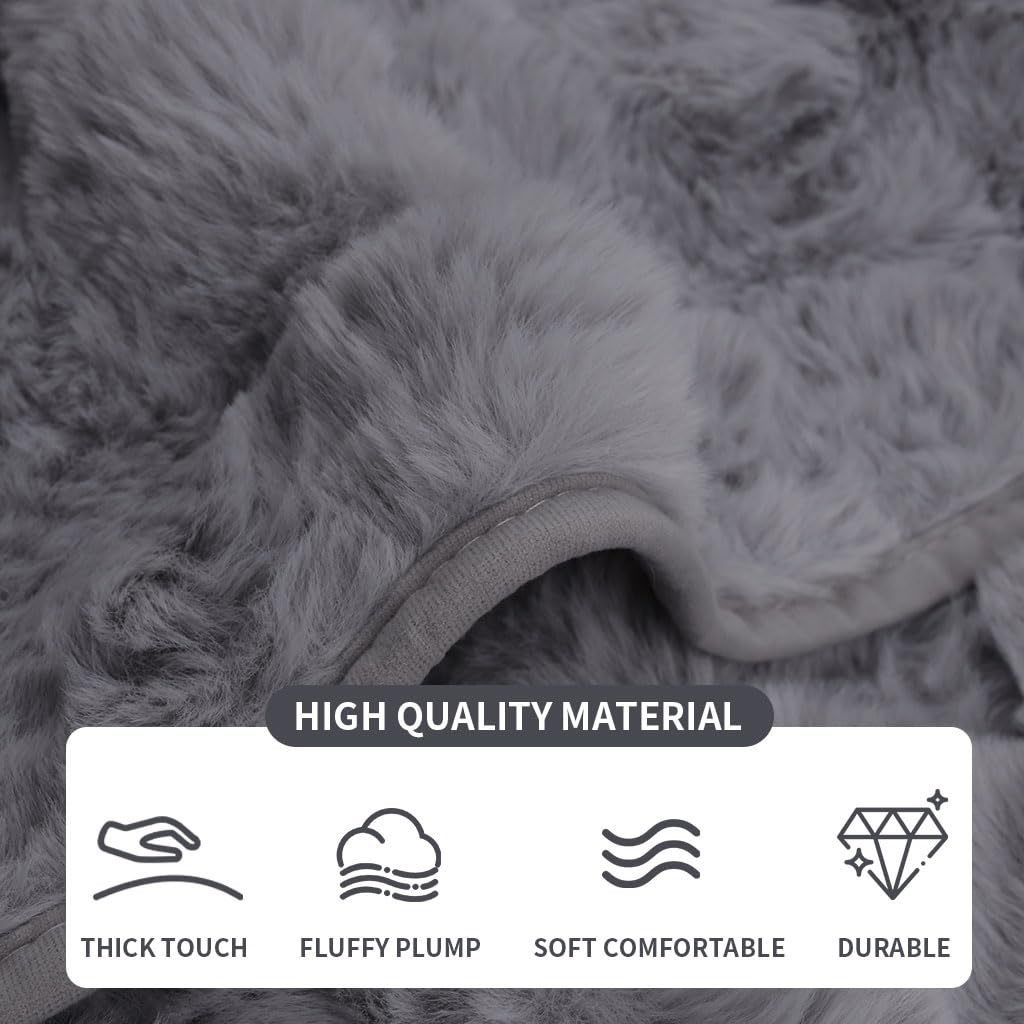 NAKIHOUSE Gray Rabbit Plush Sofa Covers 1 2 3 4 Seater - Image 3