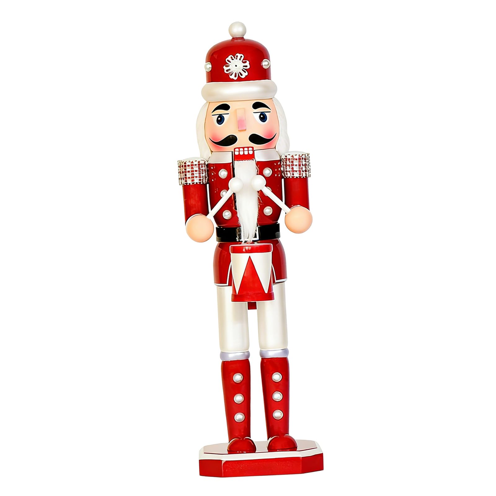 Qusinfc Wooden Nutcrackers Doll with Pearls Detail Christmas Soldier Puppet Figurine Ornament for Festives Season Decorating Nutcrackers Soldier Figurine