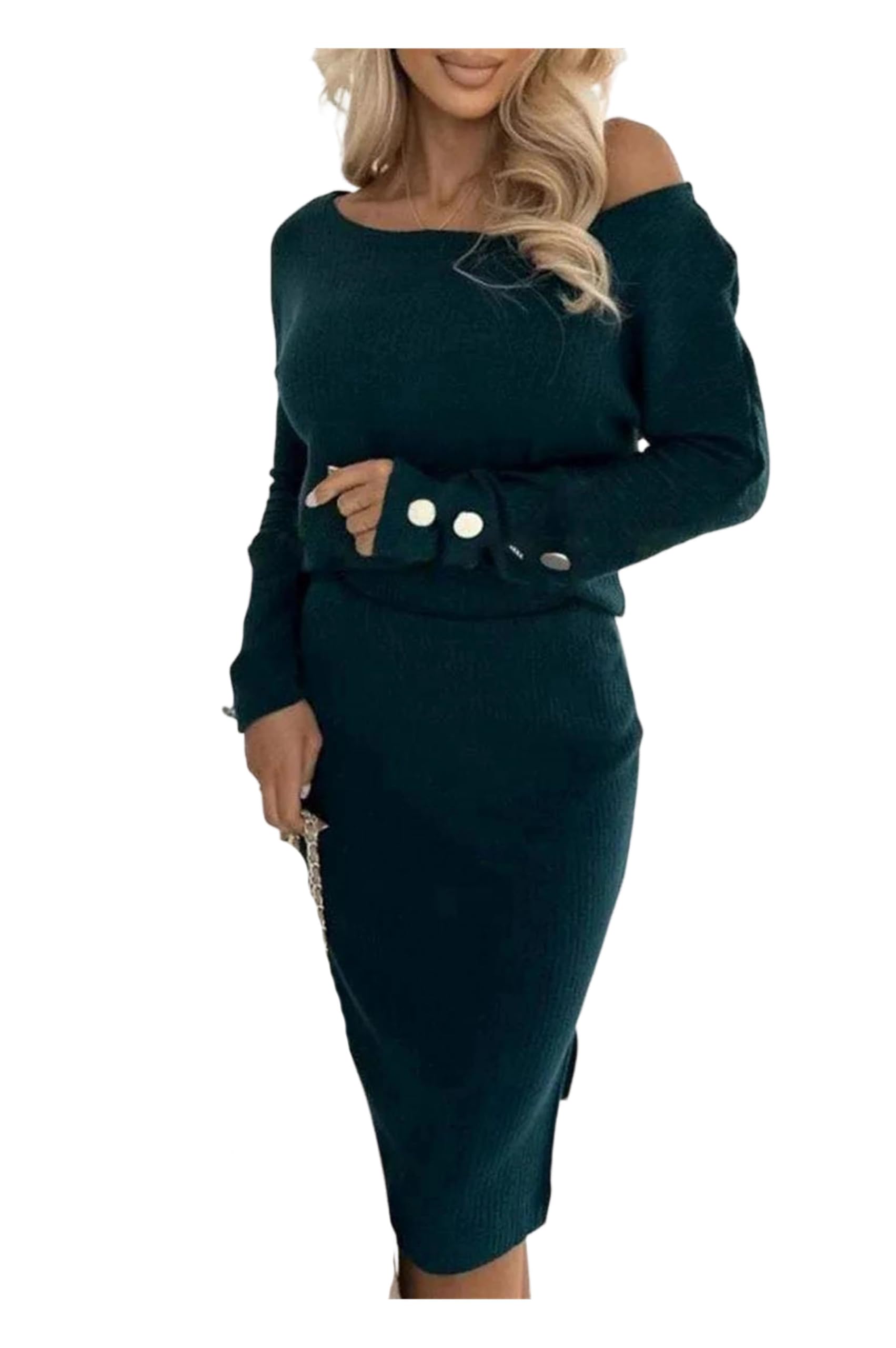 Womens Elegant Knit Sweater And Skirt Set Loose Fit Warm Two Piece Outfit For Fall Winter Fashion