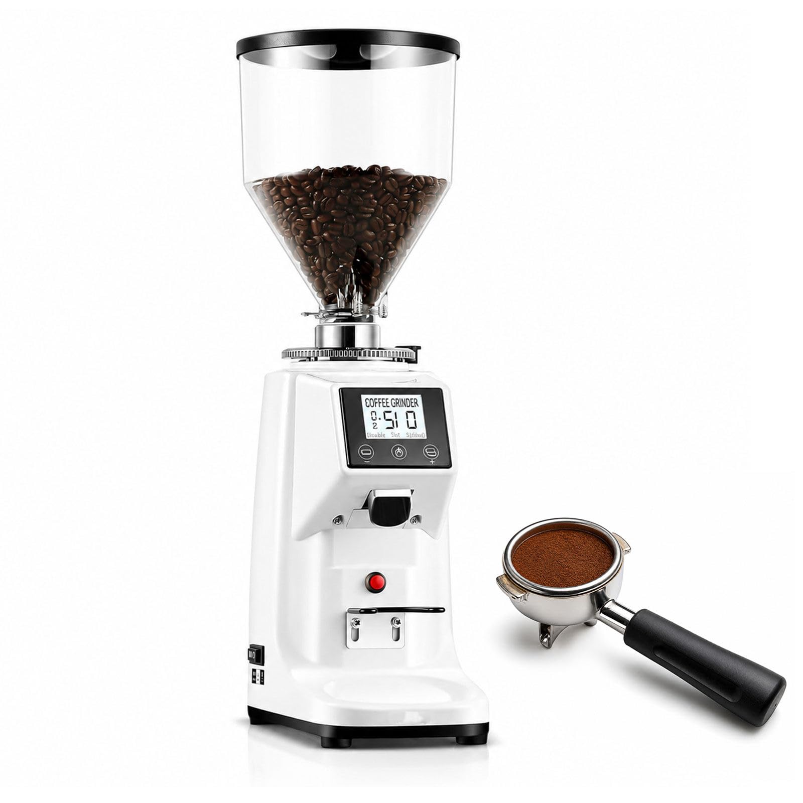 Moulin à Café Professionnel pour la Maison,, Minuterie Numérique White