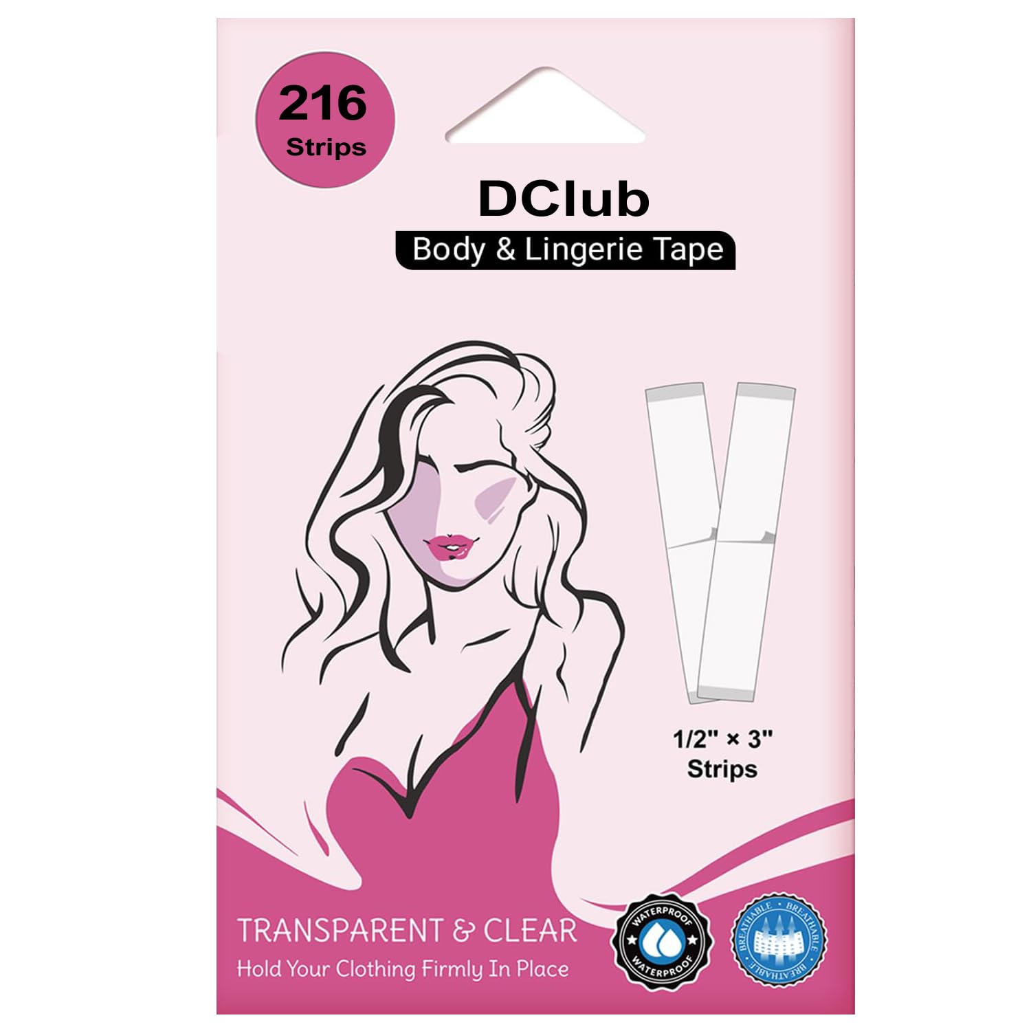DClub Flix Fashion Tape, Fabric Tape & Body Tape, 108 pieces Double sided fashion tape, Backless support, Fabric friendly Adhesive.