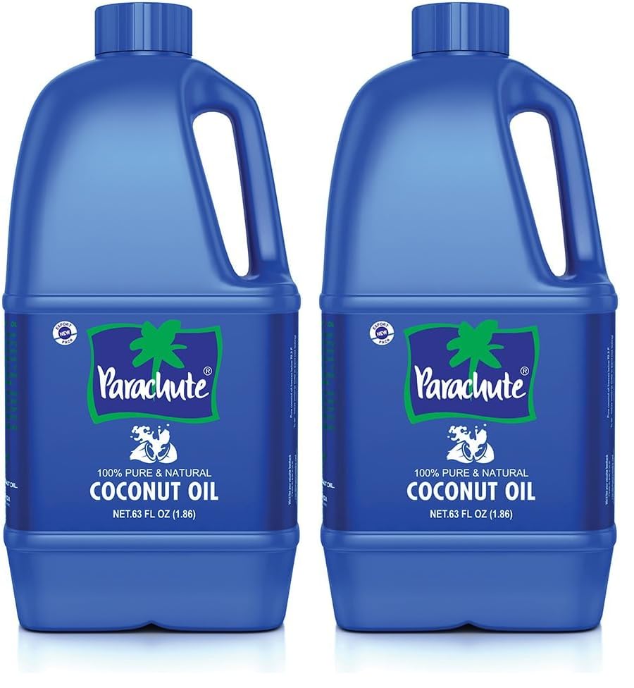 Image of Parachute 100% Pure and Natural Unrefined Coconut Oil | No Chemicals & Added Preservatives | 63 fl.oz (Pack of 2)