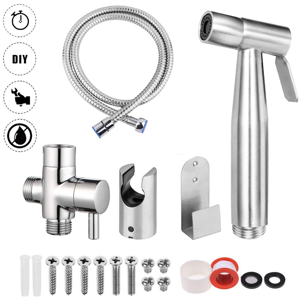 BBeautiful, eautiful Brushed Nickel Rust Proof Hand Held Amazing for Toilet Cleaning Cloth Diaper Sprayer and More – A Super Durable Bidet