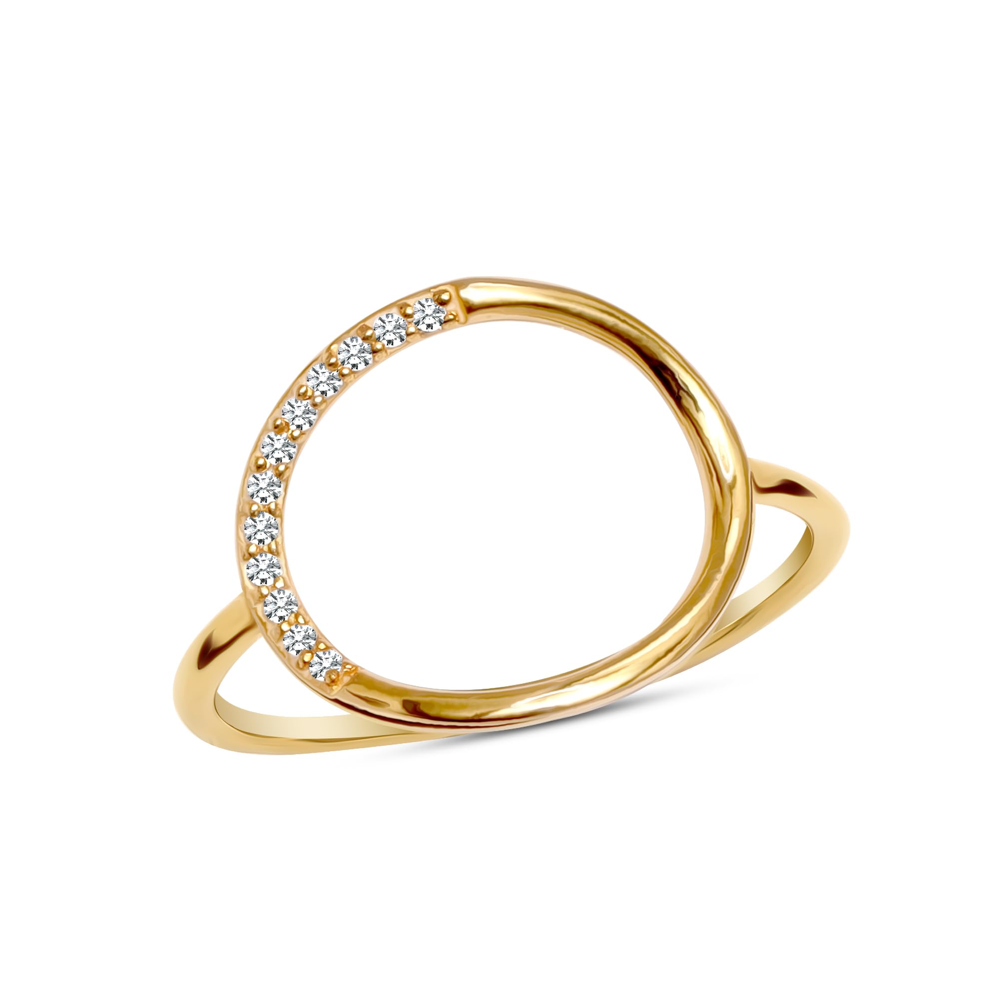 Amazon Brand - Nora Nico 925 Sterling Silver BIS Hallmarked 14K Gold Plated Pave Cubic Zirconia Round Open Circle Ring for Women and Girls (Ring Size - 7) (B0CG9NCRCJ) Amazon Price History, Amazon Price Tracker