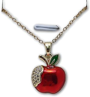 Fashion Pendant - Cute red enamel apple charm, adjustable chain, perfect for stylish women, gift for teachers, graduates, or motherly figures in vibrant jewelry style