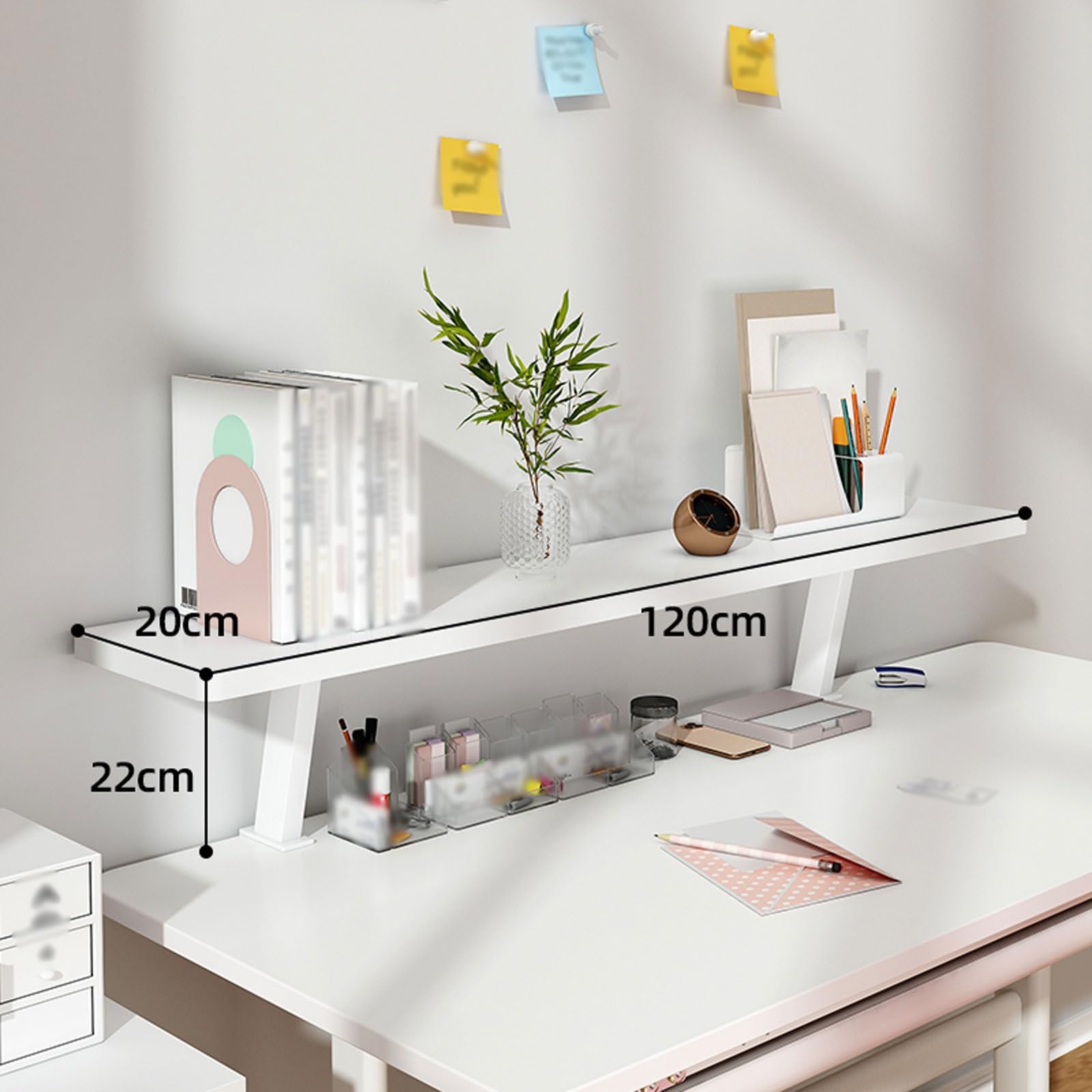 Organizer da scrivania a più livelli a forma di U, elegante bianco da 120 cm, per casa, ufficio e dormitorio, ottimizza lo spazio e mantiene il tuo spazio di lavoro pulito
