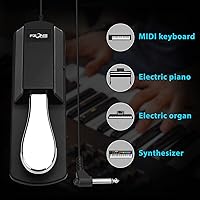 Vista 4 de FZONE Pedal de sostenido para teclados MIDI, pianos digitales, pedal de pie con cable de extensión de 2 metros, interruptor de polaridad