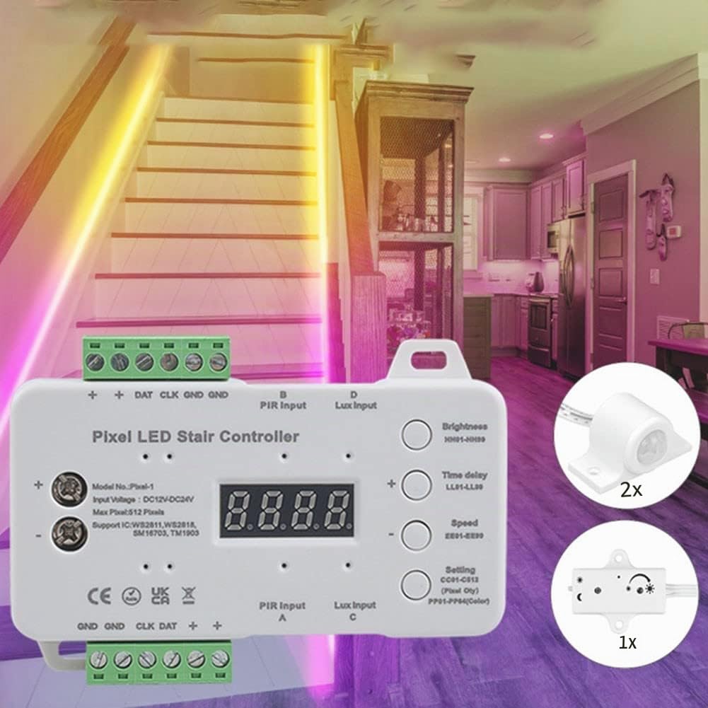 Pixel LED Treppenlichtregler Dimmbar Leiterbeleuchtung PIR Bewegungssensor Kit