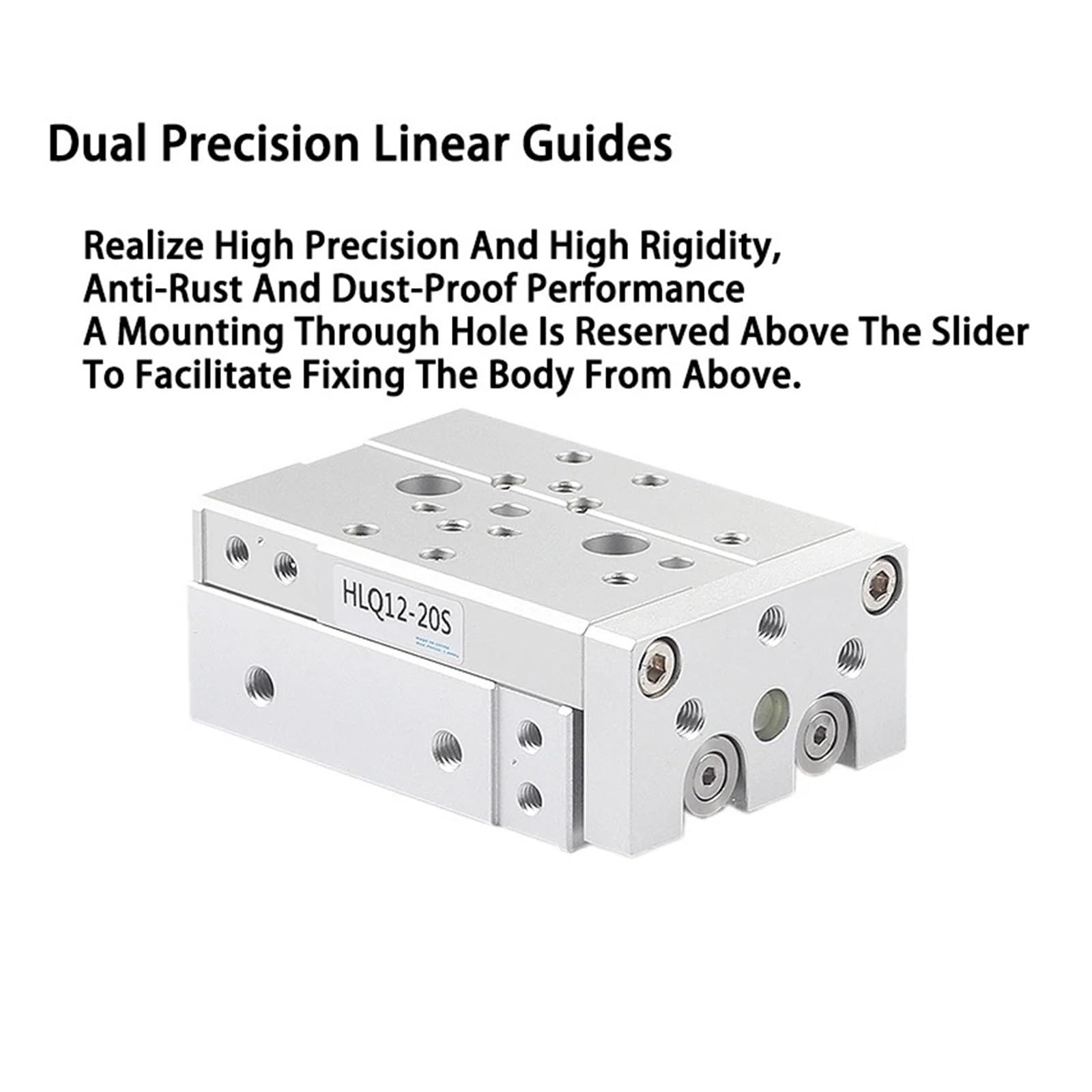 Cilindro neumático de precisión con riel guía for un control movimiento suave | Cilindro de alta precisión for automatización, carril guía, fácil instalación, compatible con la serie HLQ6