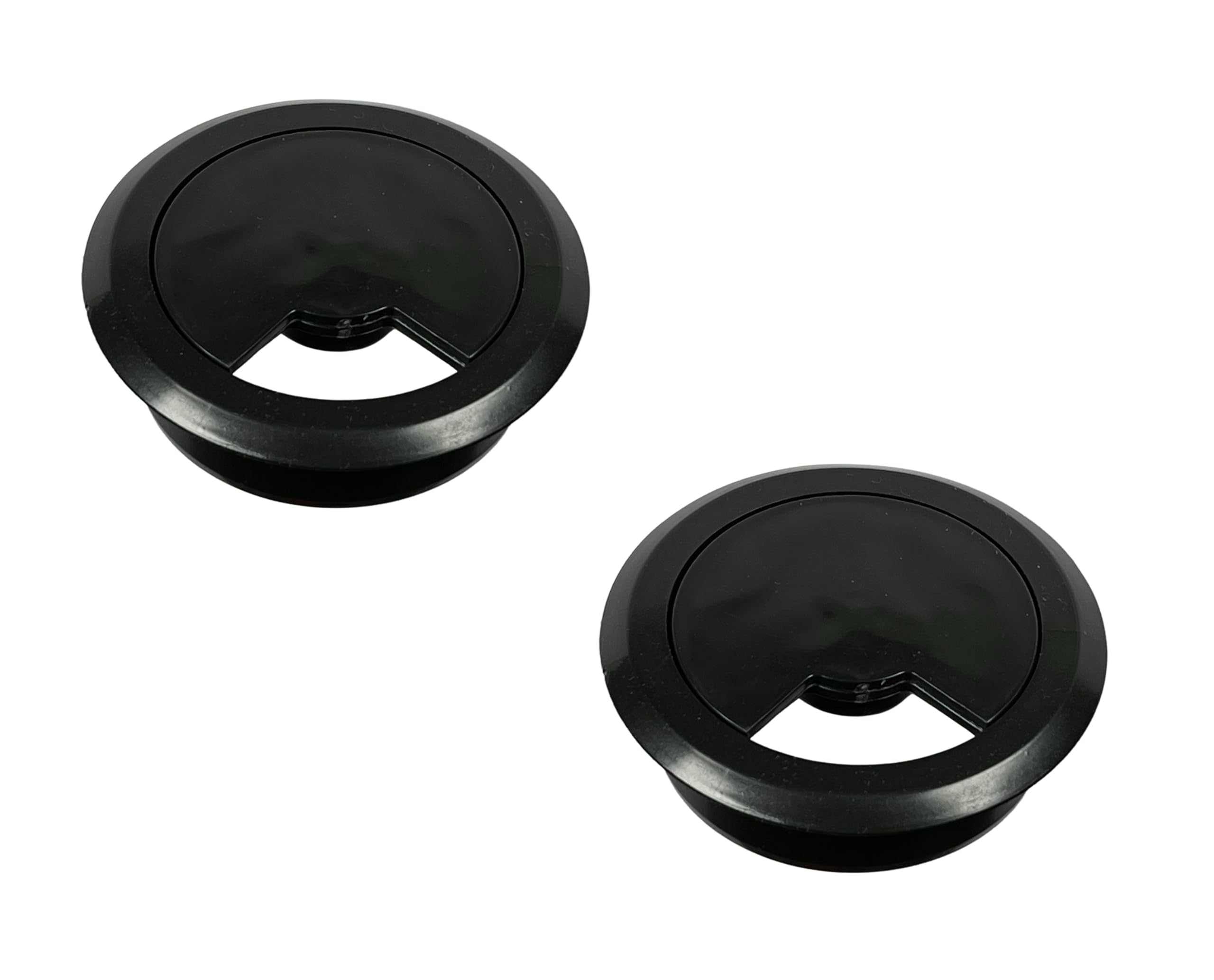 purple furnitureᵀᴹ cable grommet durable plastic wire manager hole cover for computer tables and desks (64 mm/2.5-inch diameter, classic black) (pack of 2)