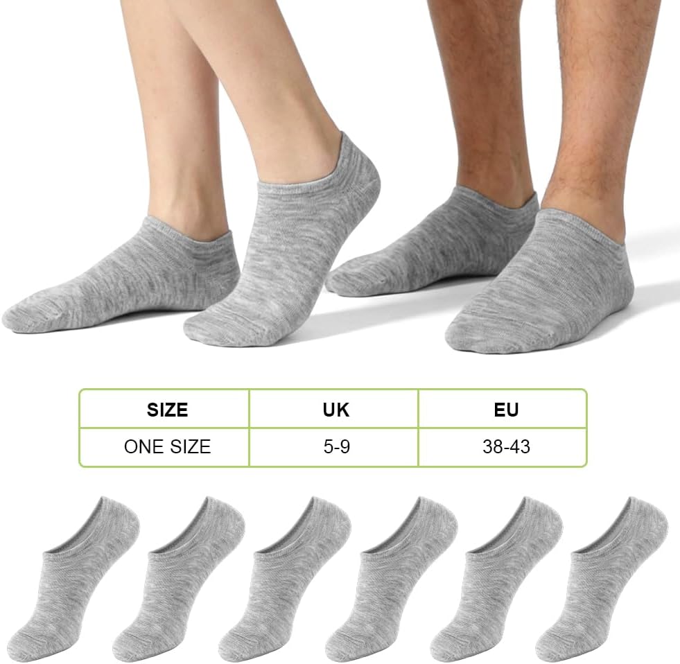 OFFCUP Bamboo Trainer Socks for Womens and Mens, 6 Pairs Invisible Ankle Trainer Socks, No Show Low Cut Non Slip Liner Sock Multipack Casual Footies for Sneaker Loafers and Boat Shoes image 2