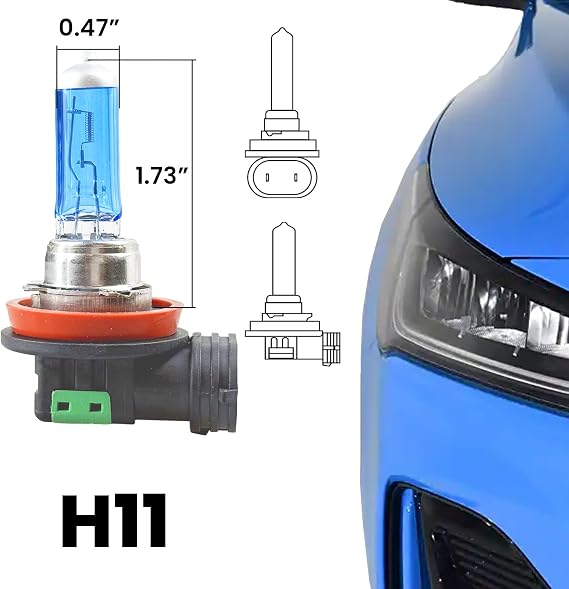 H11 Halogen Headlight Bulb Sharp White Increased Brightness 12V High Beam, Low Beam Fog Replacement Bulb 2 Pack