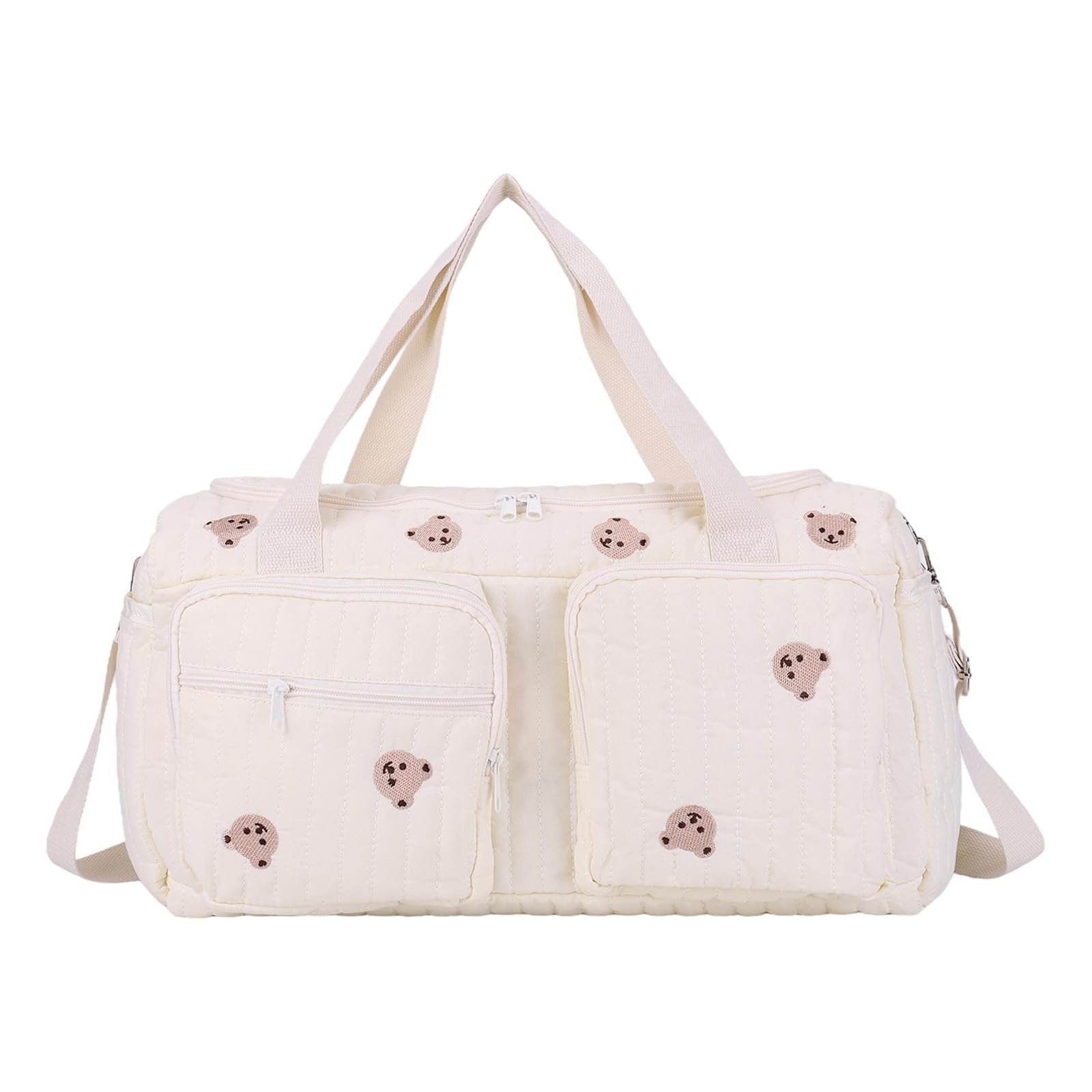 Fiorky Quilted Baby Diaper Bag Large Cute Duffle Bag for Women (Bear)
