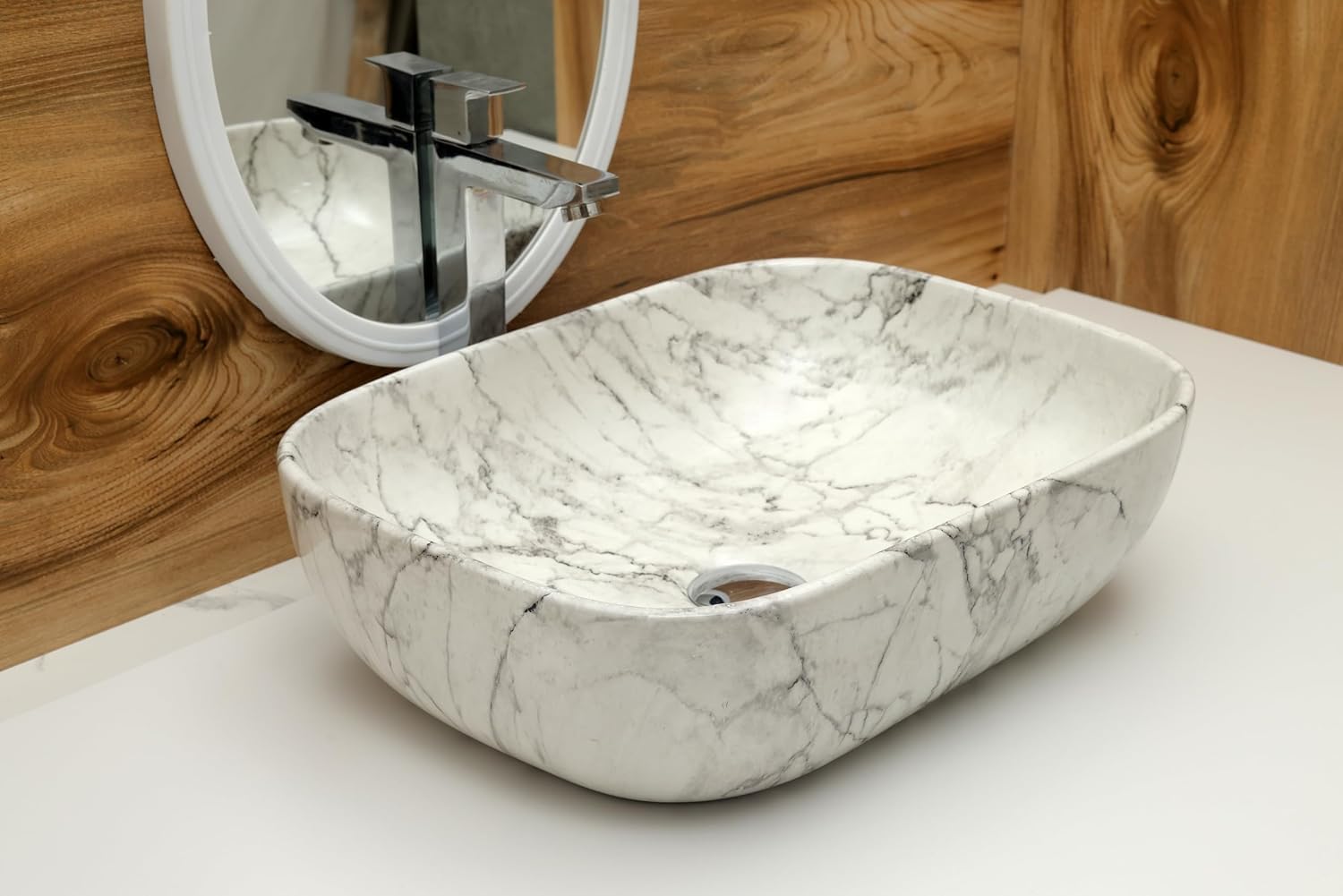 Bherunath Premium Table Top Counter Basin | Wash Basin Countertop | Tabletop Ceramic Bathroom Sink | Wash Basin Over Counter | Wash Basin For Bathroom (45 x 32 x 10 CM) (Style_23) (B0DF5969FH) Amazon Price History, Amazon Price Tracker