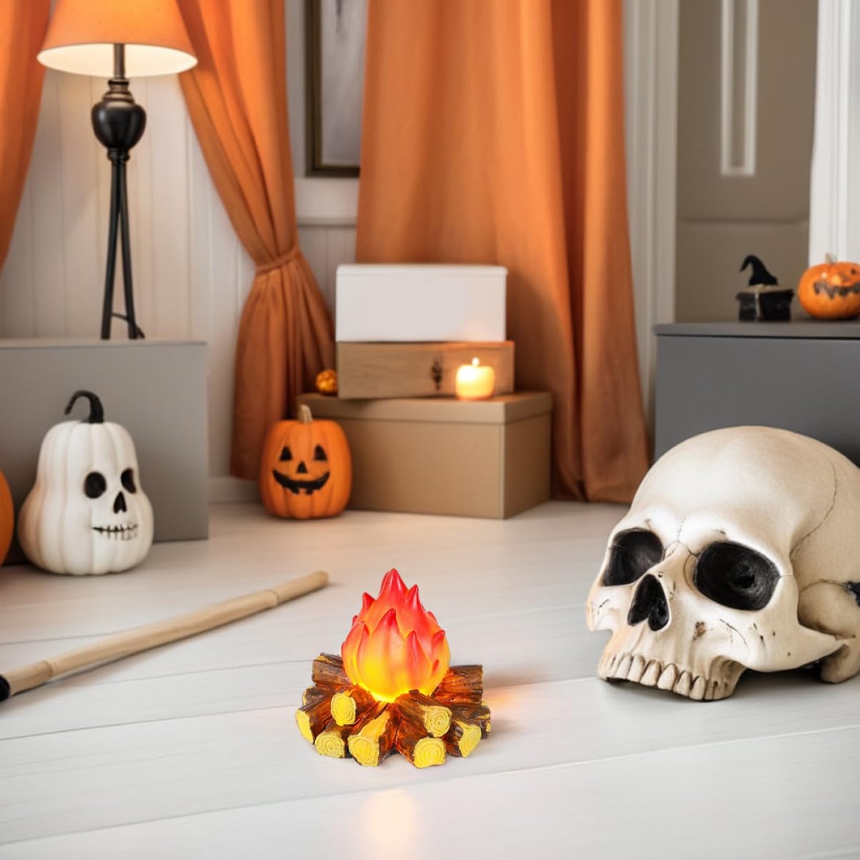 ULTECHNOVO 2 Stück Flammenlose Kunstlampe mit Realistischem Flammeneffekt aus Kunstharz Wetterfest und Kühlt Sich nicht Ab für Weihnachts und Halloween Partydekorationen