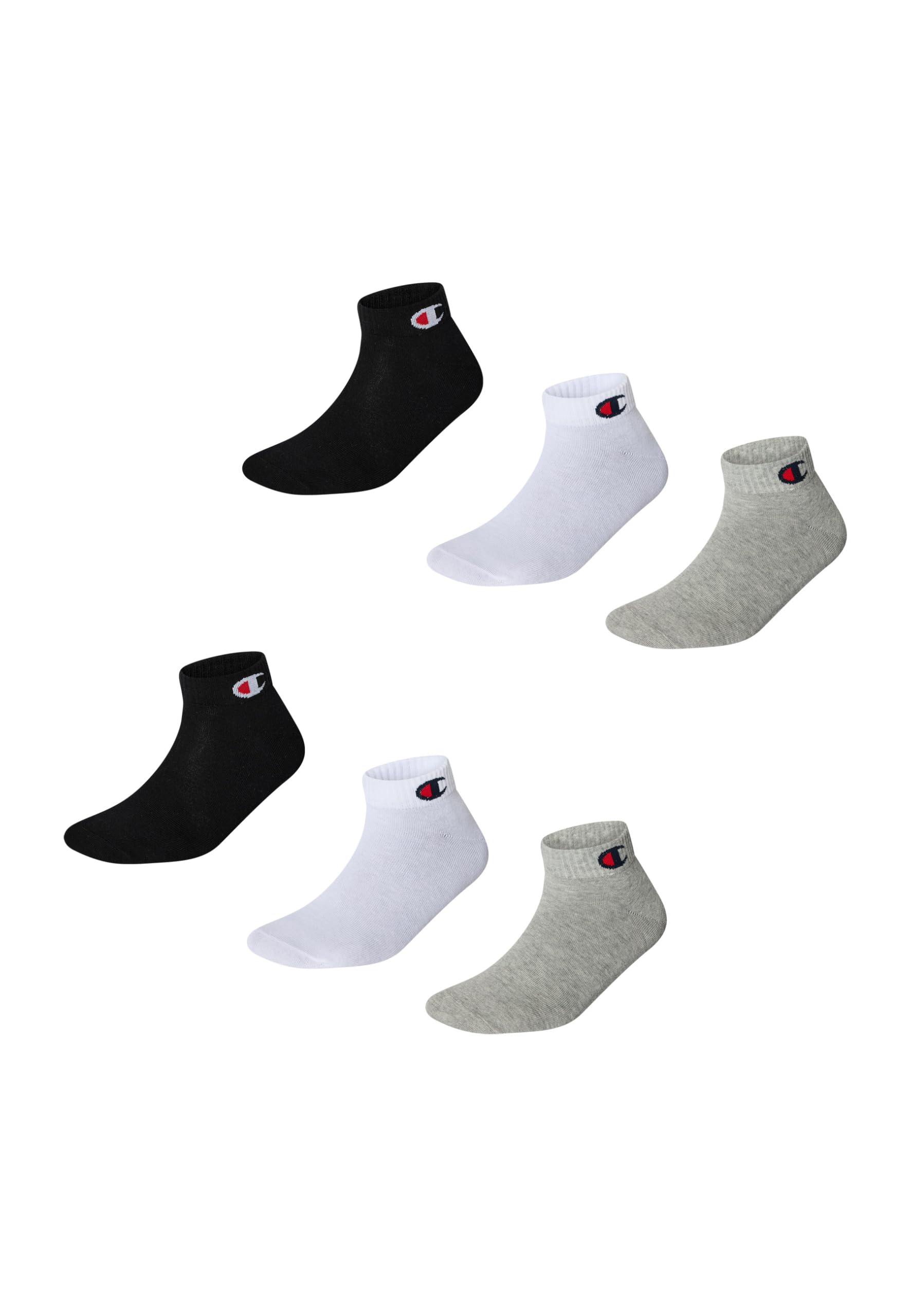Champion Accessories Basics 6pk Quarter Socks, Light Grey Melange, 6 UK