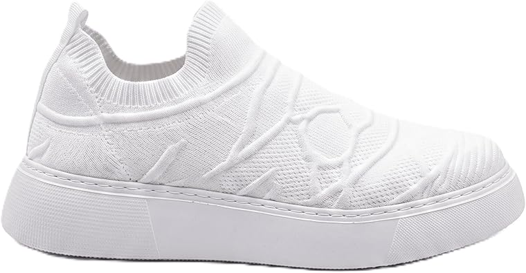 Craig Triko Y ksek Kalite Ba c ks z Slip-On Rahat Erkek Spor Ayakkab  Beyaz