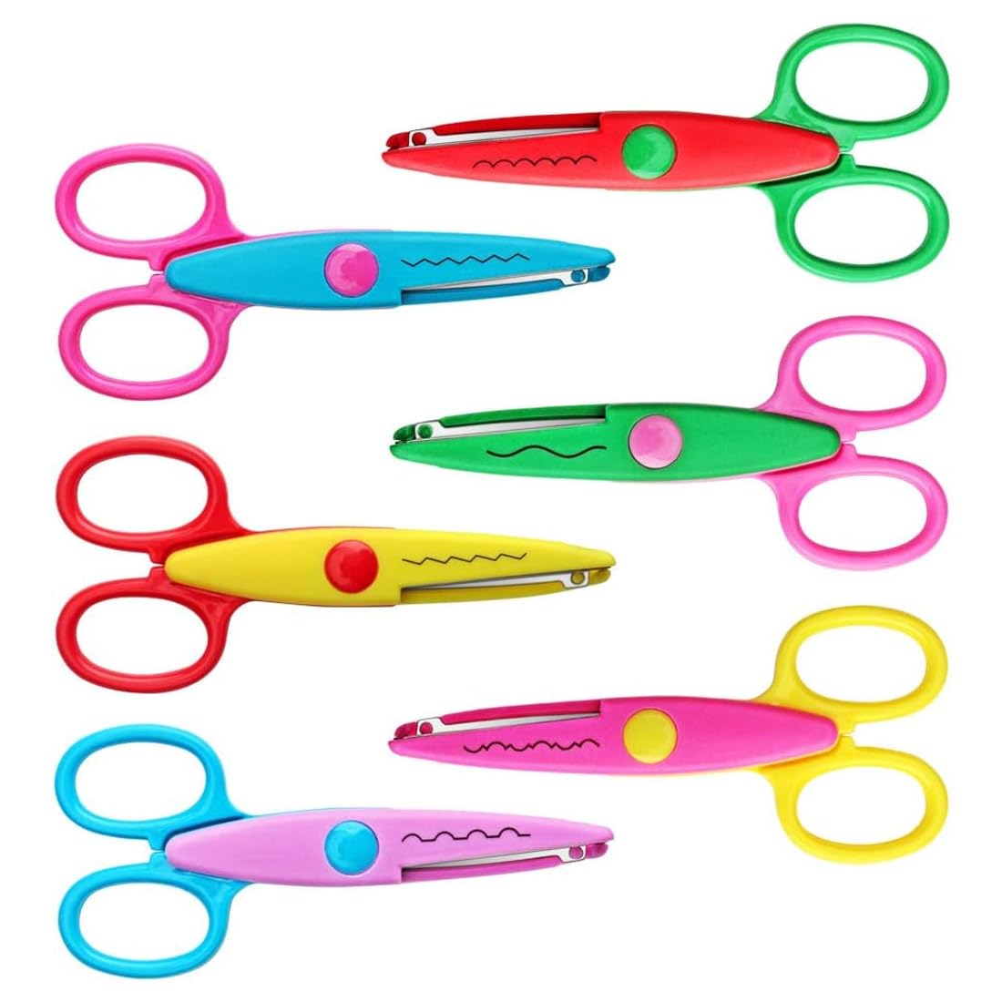 Set 6 Forbici per Bambini, Forbici Punta Arrotondata, Forbici Zig-Zag per Bambini (6 Forme)