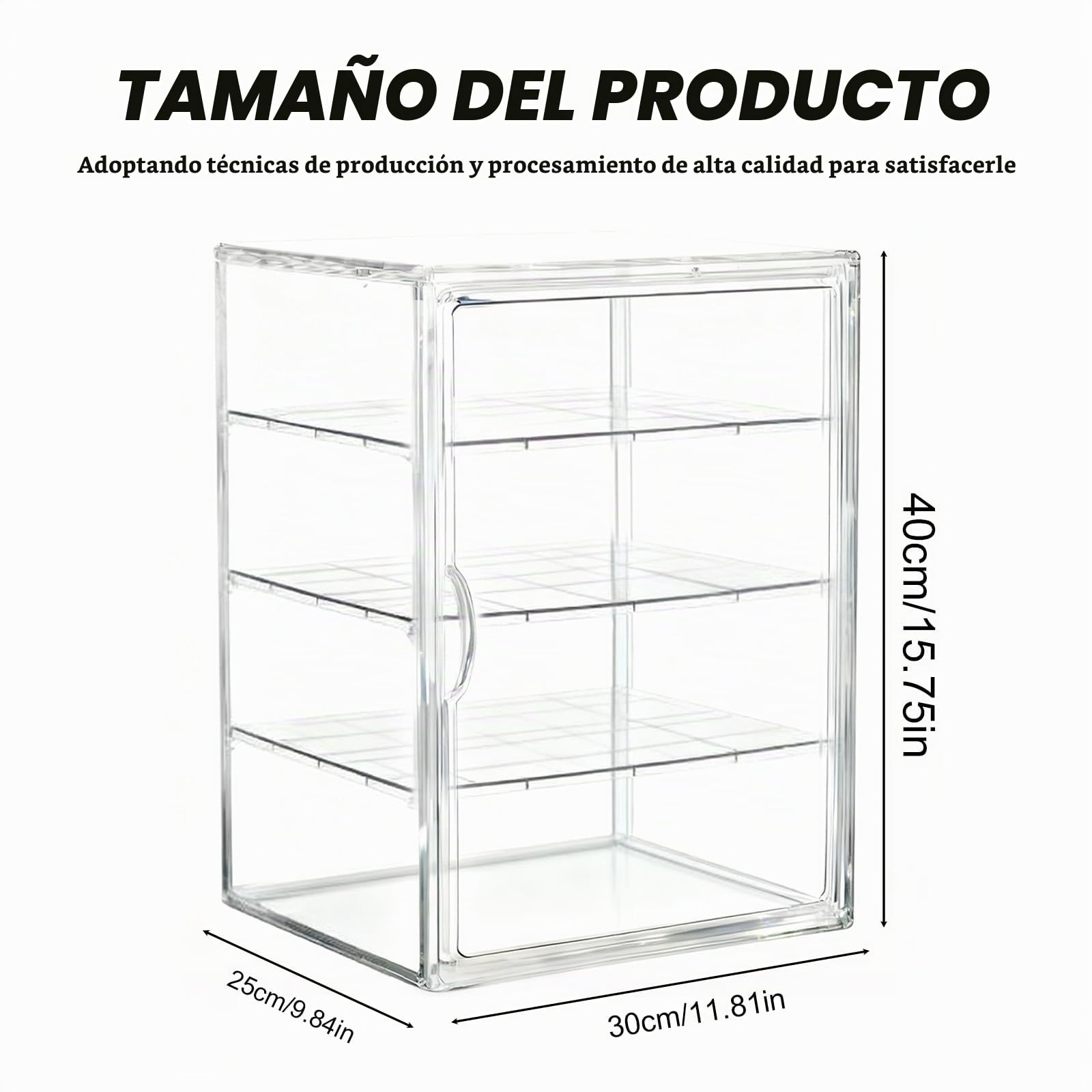 Caja de almacenamiento de pan acrílica: 4 capas de atracción magnética, grande, transparente, con 3 particiones, vitrina de pastelería para cocina, armario, mostrador, apartamento y hogar
