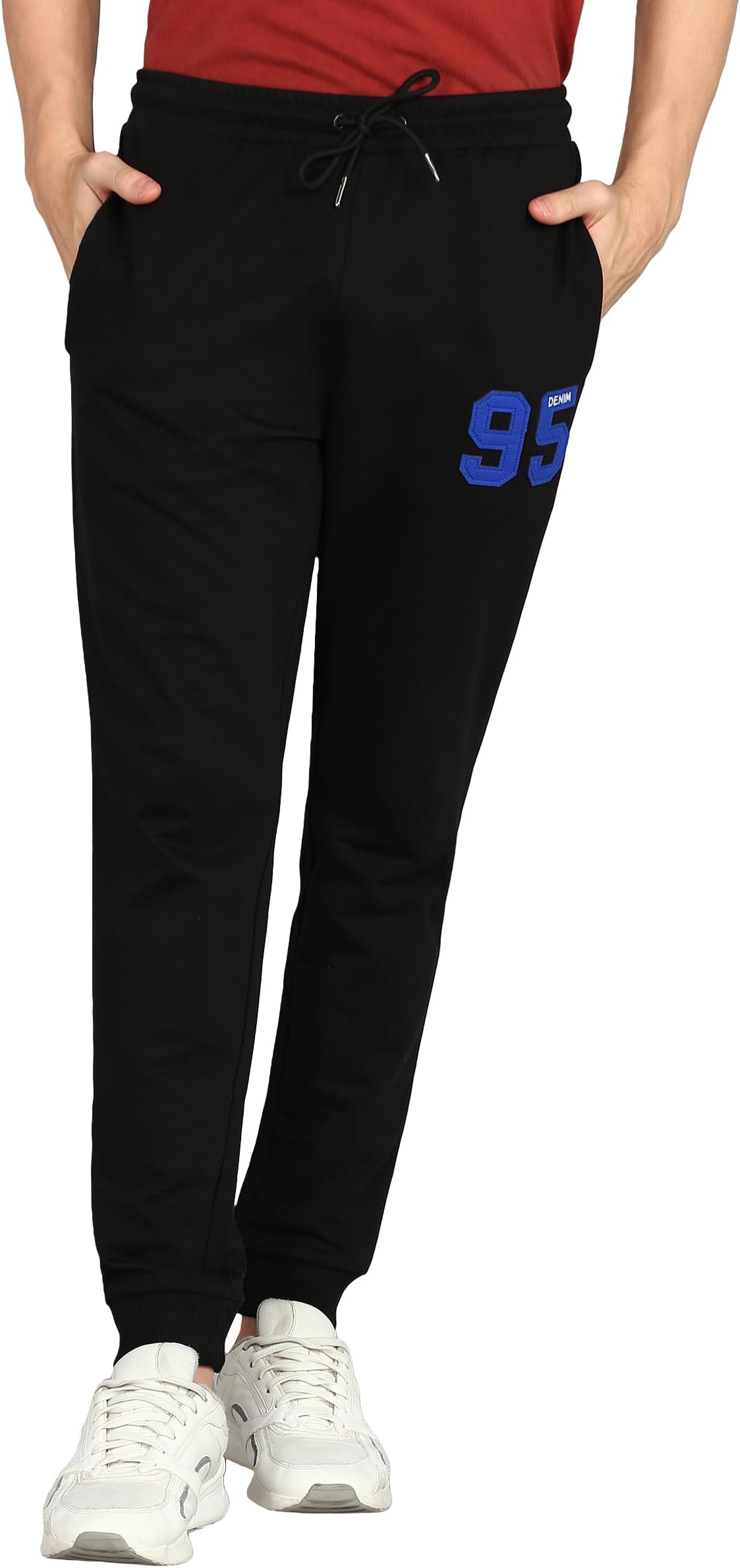Men Mid Rise Cotton Blend Joggers Track Pants | French Terry | Zipper Pocket | Casual, Gym & Lounge Wear