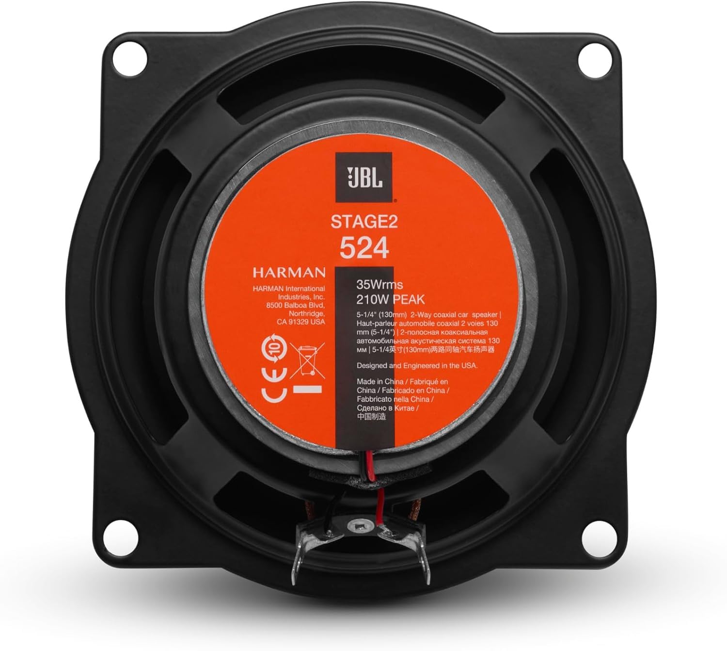 JBL Stage2 524 Juego de altavoces coche de 2 vías di Harman Kardon - Altavoz de 210 vatios echo auto 13 cm