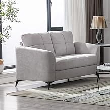 Callie 60" Light Gray Woven Fabric Loveseat