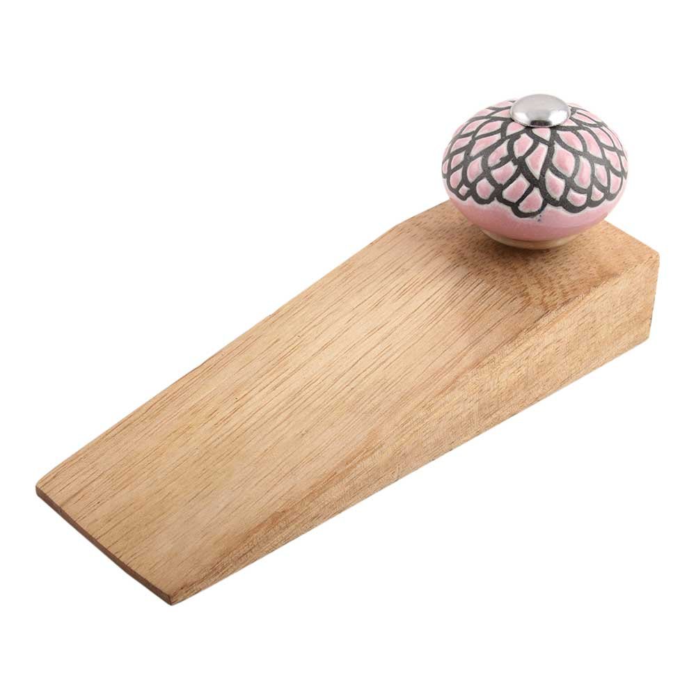 IndianShelf 1 Pack Wood Door Stopper for Home Rubber Etched Floor Gate Stopper Pink Door Wedge Slip Resistant (B075RY652J) Amazon Price History, Amazon Price Tracker