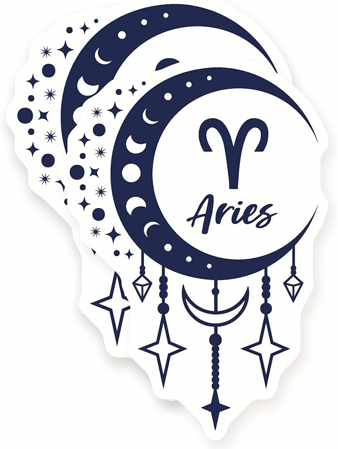 Aries Stickers - Zodiac Sign Art - Astrology - Celestial Decor - 2 Pack - 5