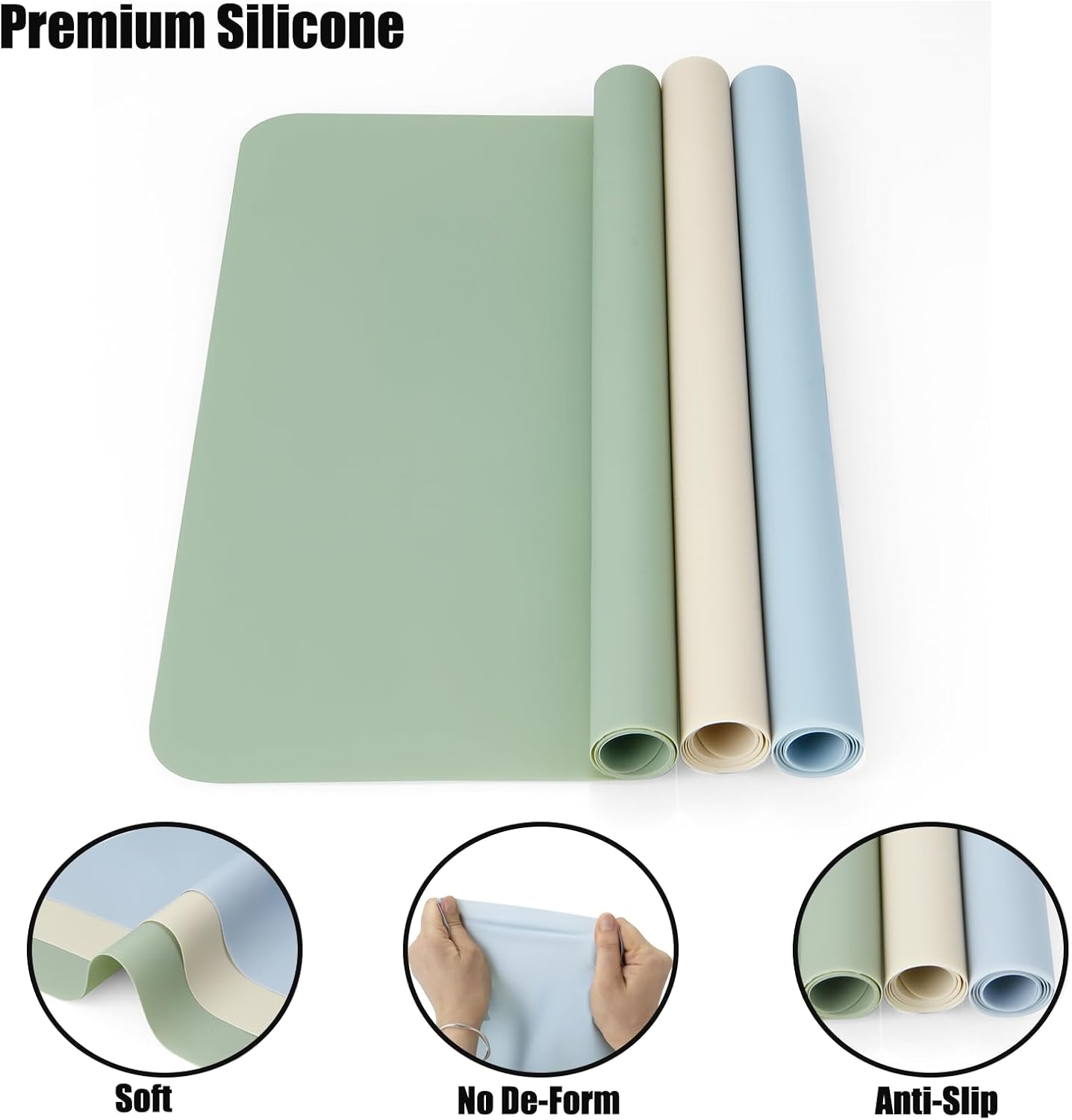 PandaEar 3 Pack Silicone Mats for Crafts, Resin Casting, Jewelry Making, Play Dough, & Art Supplies, Nonstick Heat-Resistant Large Sheets for Crafting, 15.7"x 11.8" - Image 5