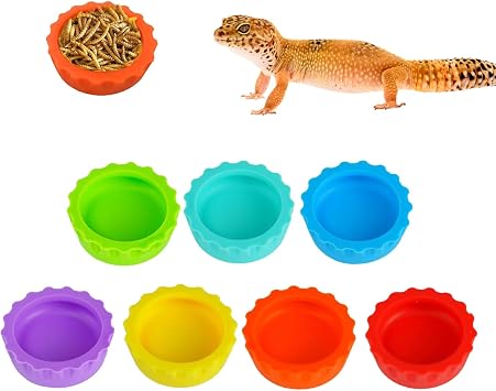 7Pcs Crested Gecko Food and Water Feeding Cups,Gecko Food Cups, Dish,Crested Gecko Tank Accessories,Gecko Tank Accessories for Tortoise, Small Pet and Crab