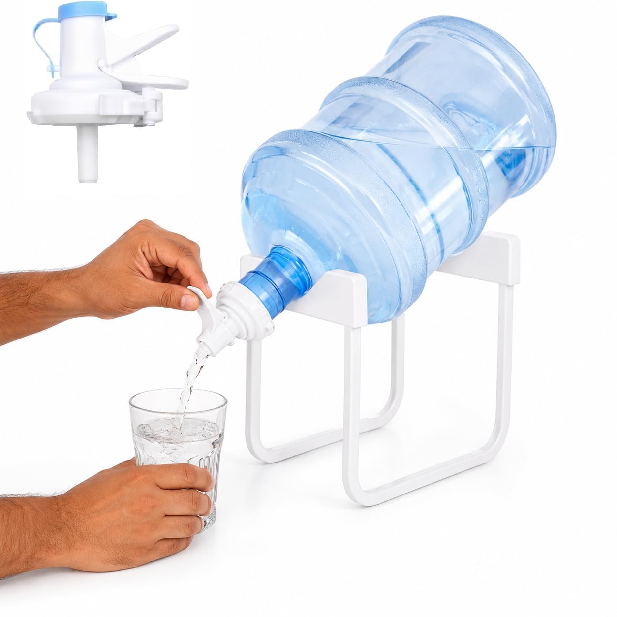 Water Dispenser Stand with Tap |Portable Water Bottle Holder Rack | Heavy-Duty Countertop Water Jug Holder | Metal Plated Cradle | Space Saving Gallon Valve Dustproof Plug for Home, Office & Kitchen-image-8