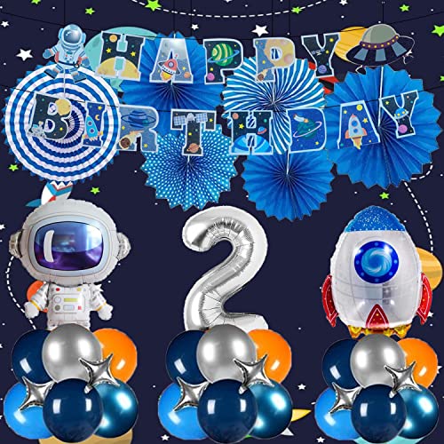 Image of Rozi Decoration Space Theme 2nd Birthday Decorations Items for Kids, Girls, Boys Astronaut Theme Birthday Decoration /Space Theme Birthday Decorations Combo Pack of 29 Pcs