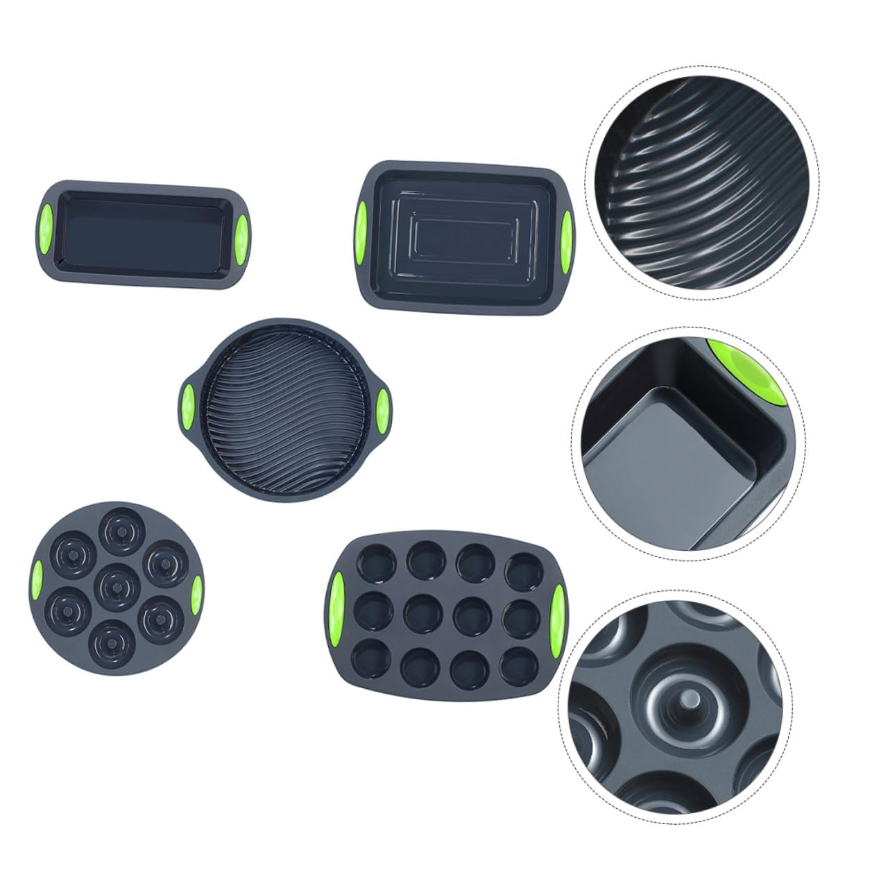 Homoyoyo Set de 5 Moldes de Silicona para Hornear Bizcochos, Resistentes al Calor y Flexibles, Ideales para Repostería en Cocina