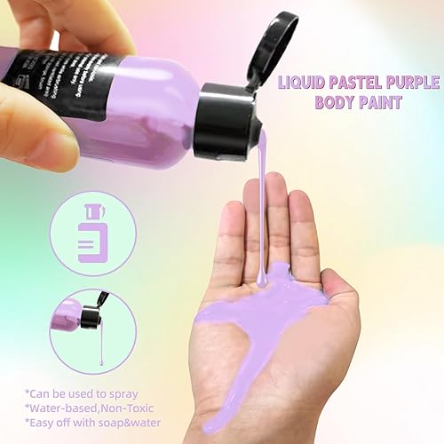 Miniatura 9 de Go Ho Pintura corporal líquida de maquillaje (2.1 onzas), pintura facial a base de agua negra y pintura corporal para aerógrafo maquillaje especial