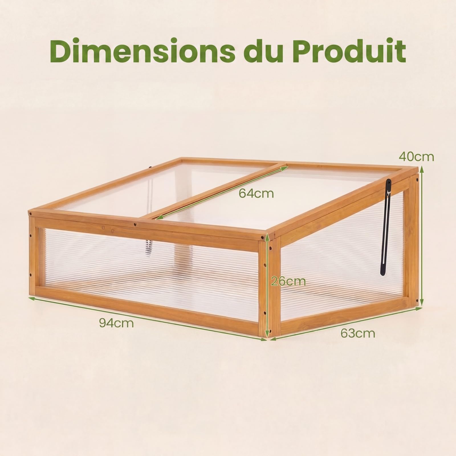 GYMAX Serre de Jardin en Bois, 94 x 63 x 40 cm, Jardinière de Culture de Plantes avec Panneaux Transparents, Toit Rabattable, Protection Hivernale Intérieure et Extérieure pour Balcon (Orange)