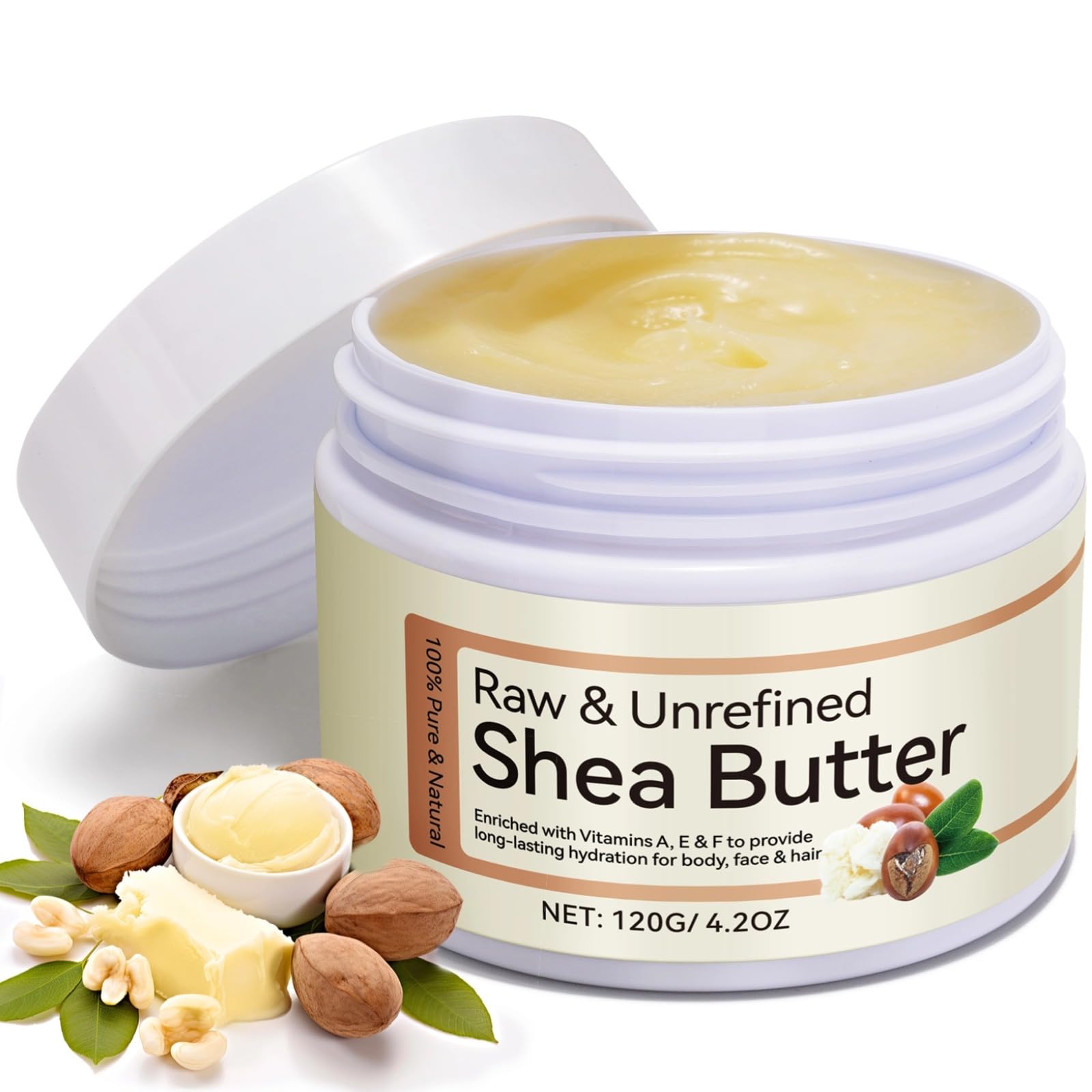 Shea Butter, Raw Shea Butter for Face & Body, 4.2FL.OZ