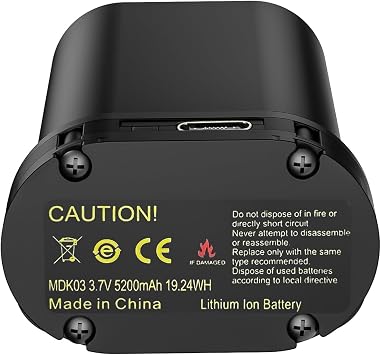 Huepar Laser Level Rechargeable Lithium Battery B03CG/B02CG/B21CG/904DG 360 Self Leveling Green Laser Leveler Tool, 3.7V 5200mAh, Type-C - MDK03