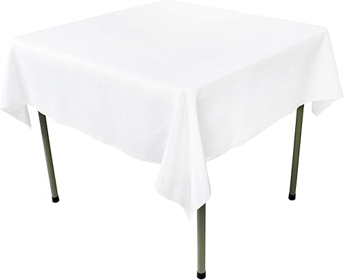 Miniatura 2 de GEFEII Mantel cuadrado de 54 pulgadas para cocina, manteles blancos de poliéster sólido para bodas, fiestas, restaurantes, banquetes, comedores,