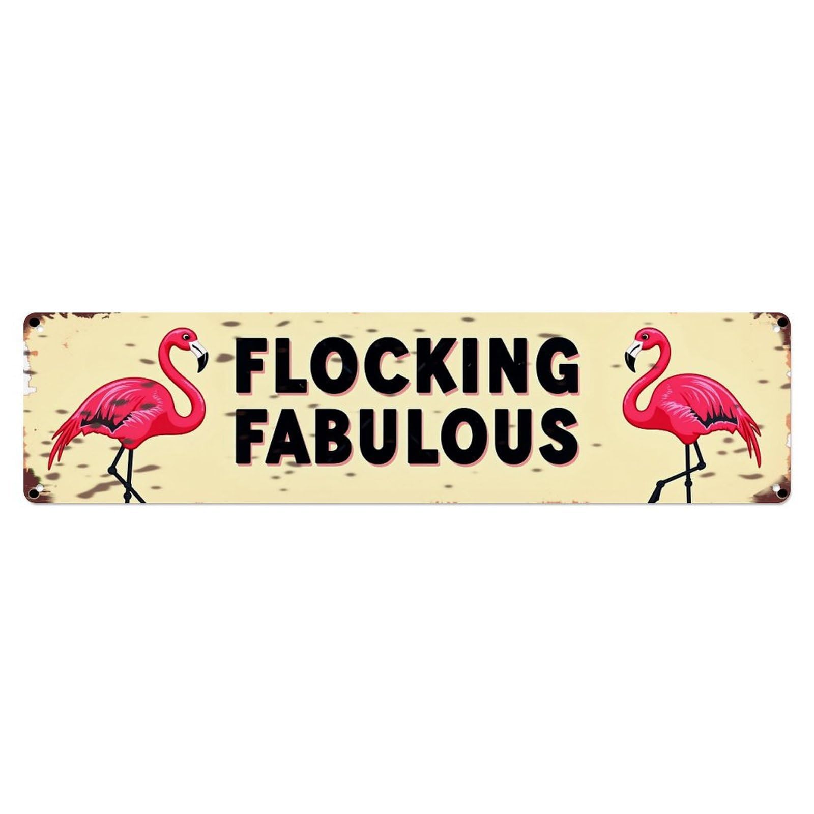 Jdyaojiesheng Vintage Flamingo Flock Pattern Print Design Tin Sign Retro Metal Wall Decor Metal Poster, Home Bar Garage Farmhouse Cafe Wall Art Decoration 4X16inch
