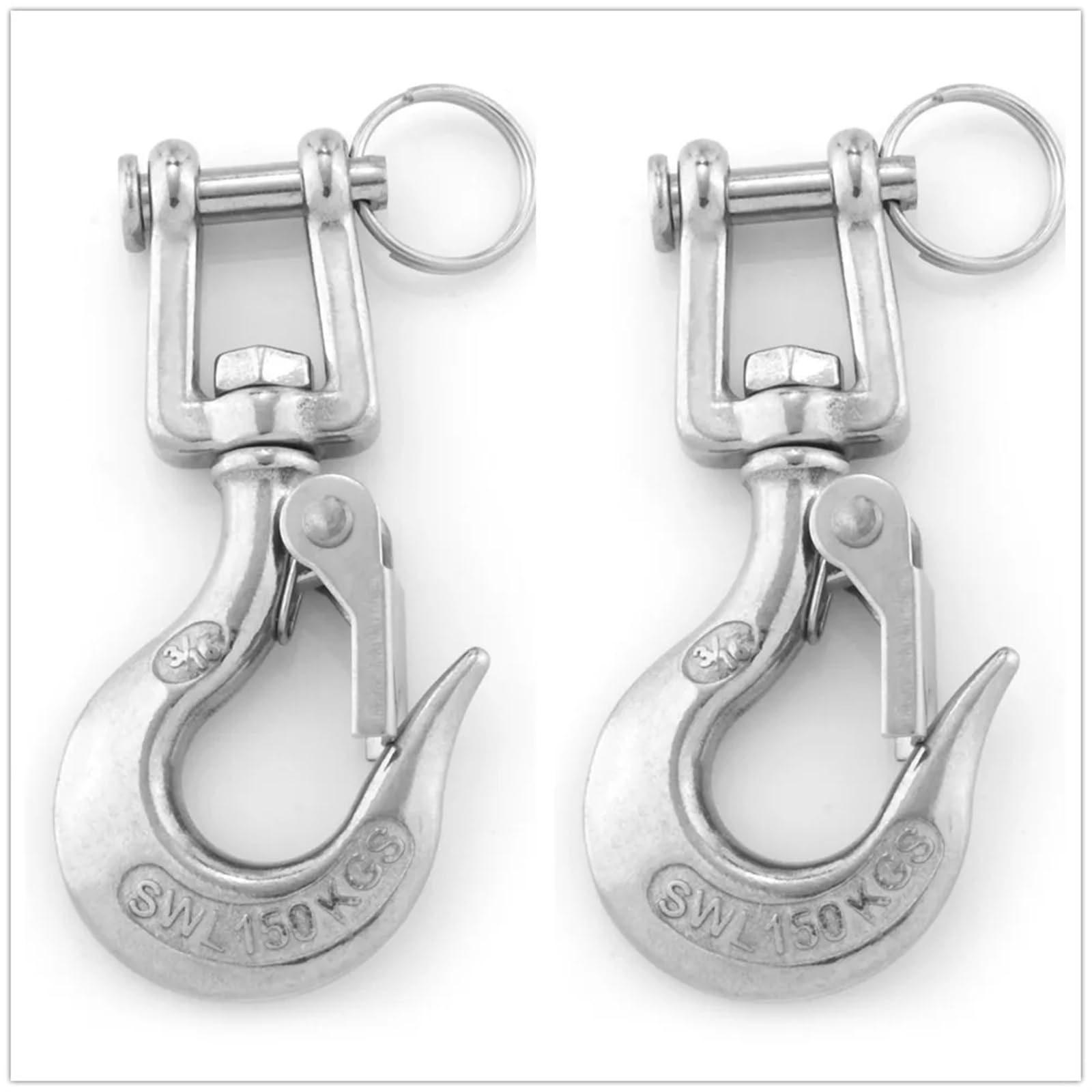 304 Stainless Steel Swivel Eye Lifting Hook Load Heavy Duty Lock Rigging Snap Trigger Clevis(150kg)