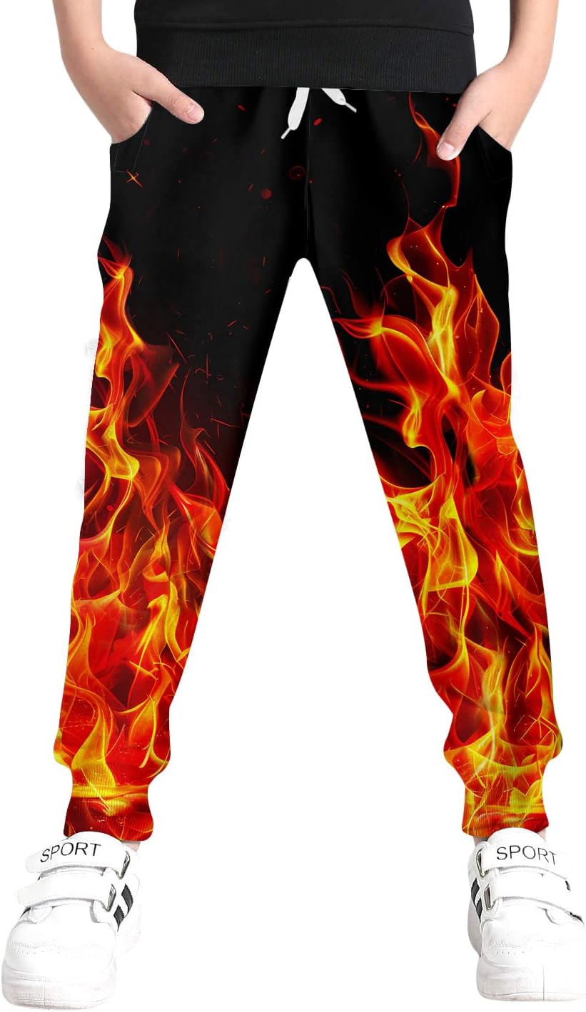 Amazon.com: Boys Sweatpants Size 5 6 Blue Fire Boy Pants
