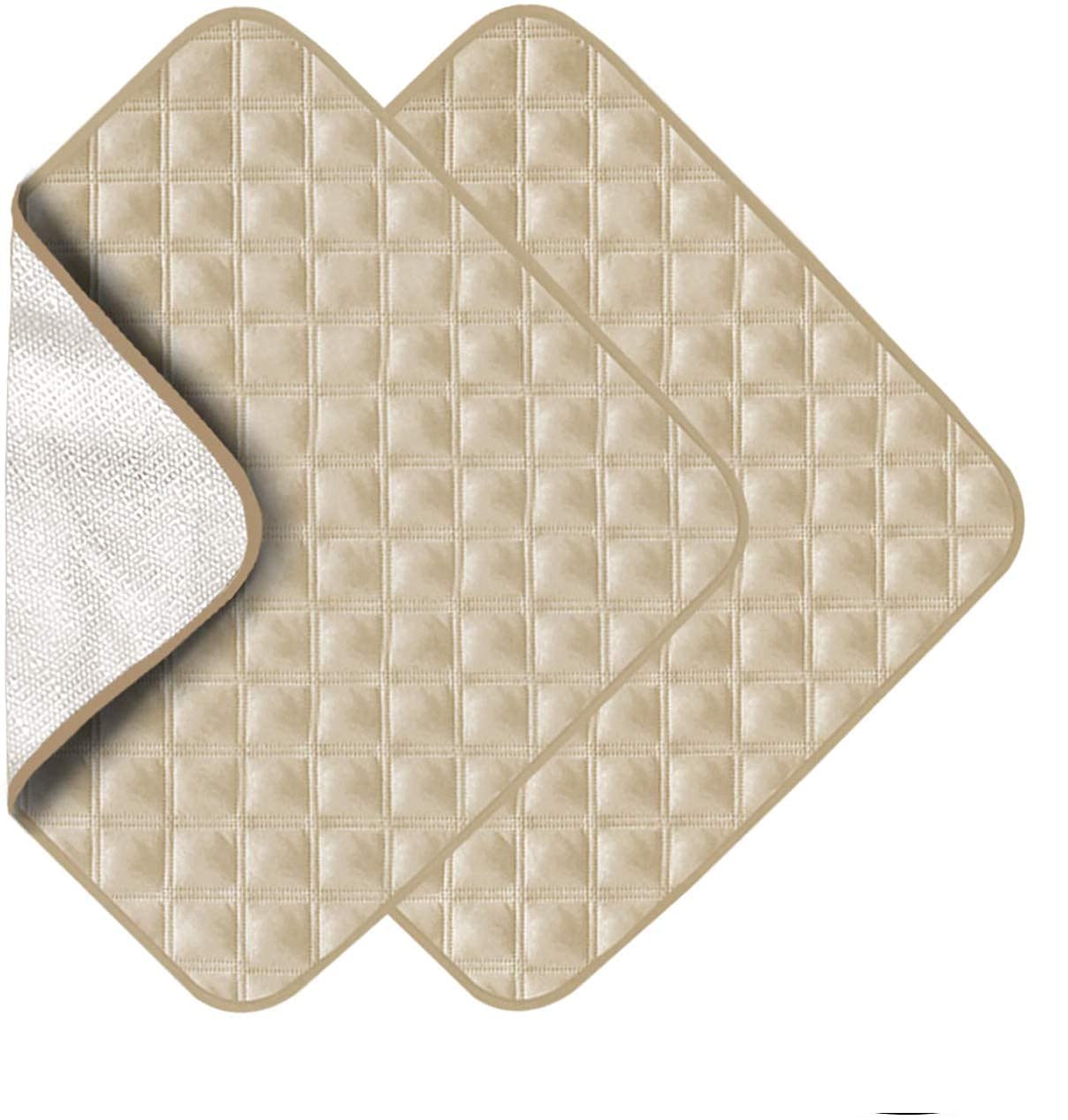 Incontinence Pad 2 Pack, Anti-Slip Reusable Incontinence Protector, Washable Seat Pad, Bed Chair Pad Large (Begie)