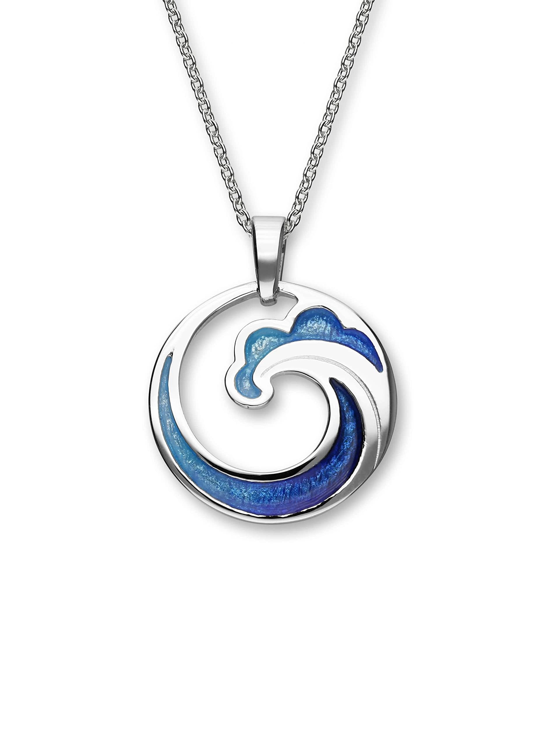 ORTAK 925 Sterling Silver Chain Coastal Wave Designer Designed Handmade Necklaces Hot Glass Enamel Pendant Necklace Scottish Celtic Fine Jewellery for Women